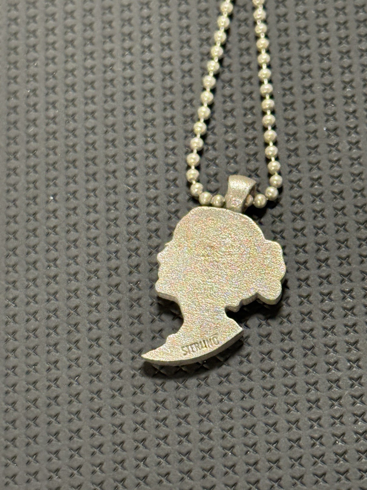 VTG MS Co. Sterling Silver Girl Face Necklace w/ Sterling Silver Chain 6 Grams