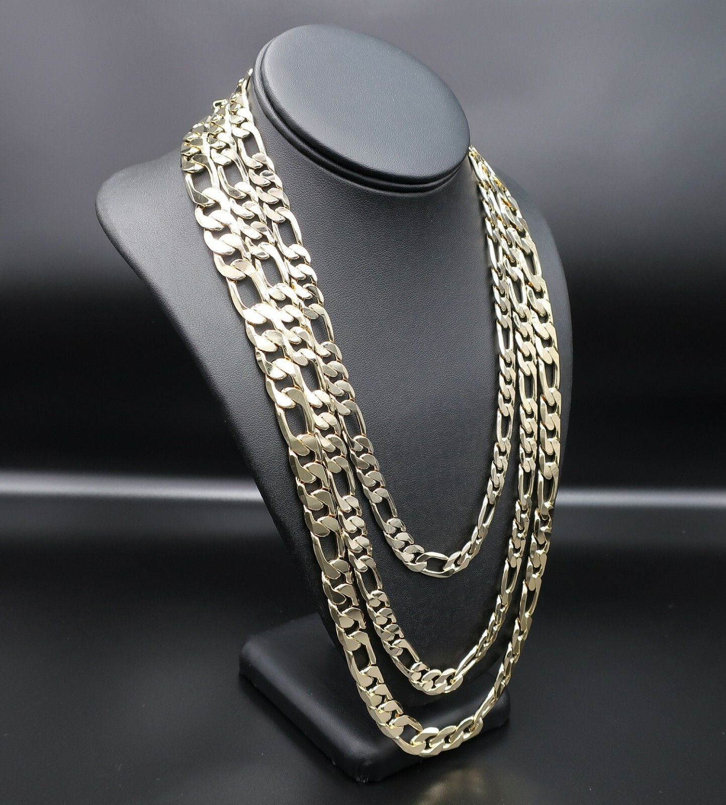 14k Italian Figaro Link Chain 8mm 9mm 10mm Necklace Bracelet Gold Plated