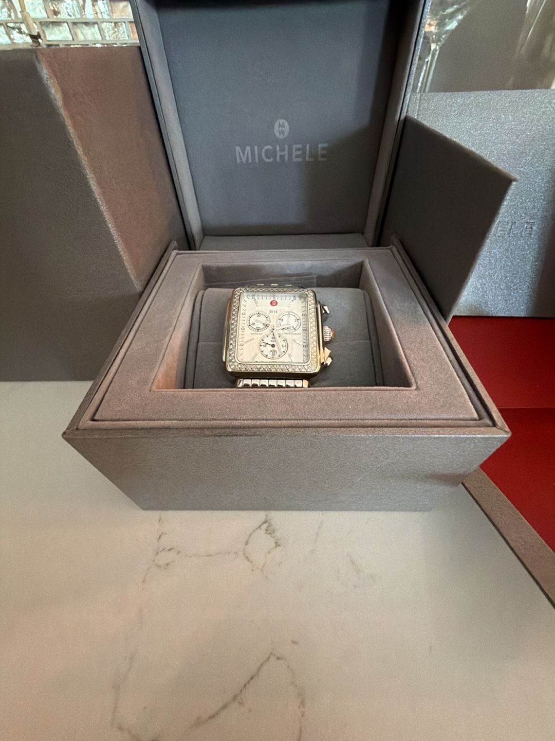 MICHELE Deco Diamond Chronograph Mother of Pearl Dial Women’s Watch