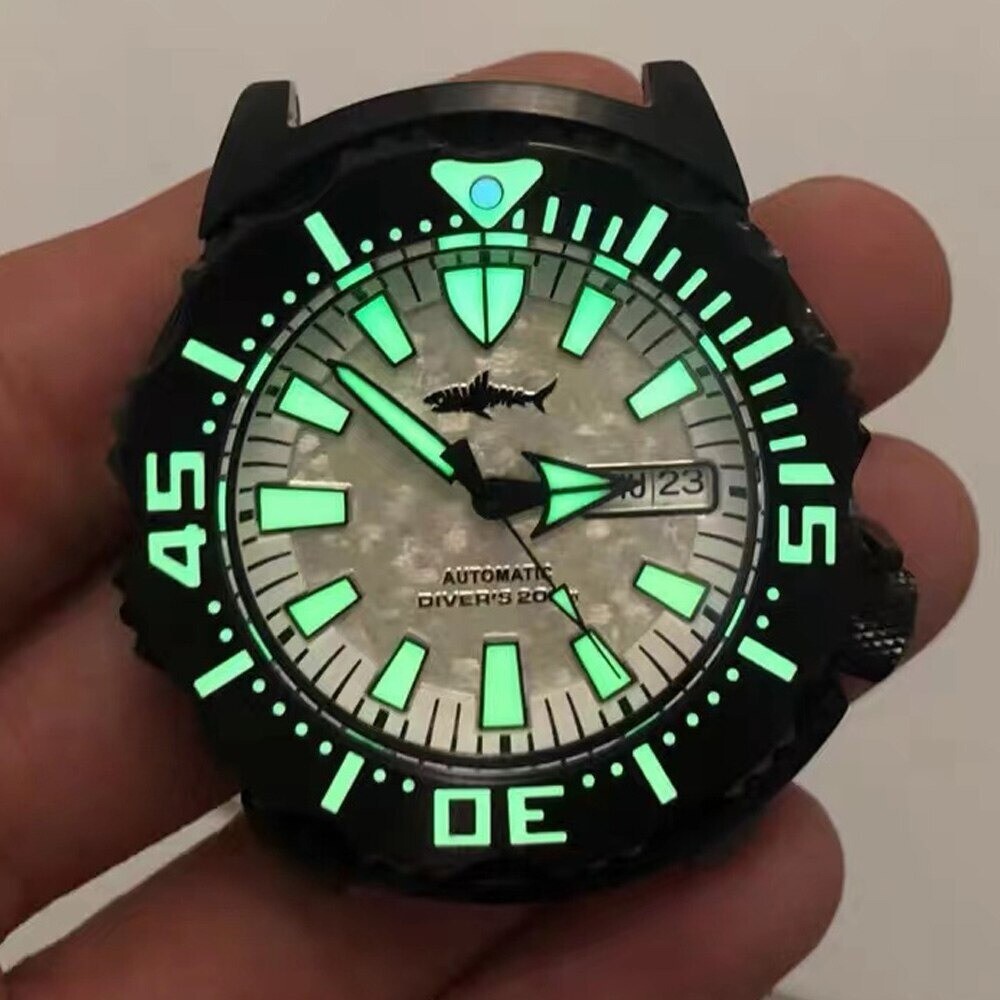 Heimdallr Sharkey Ocean Monster Diver NH36A Day Date Automatic 200M Watch C3 V2