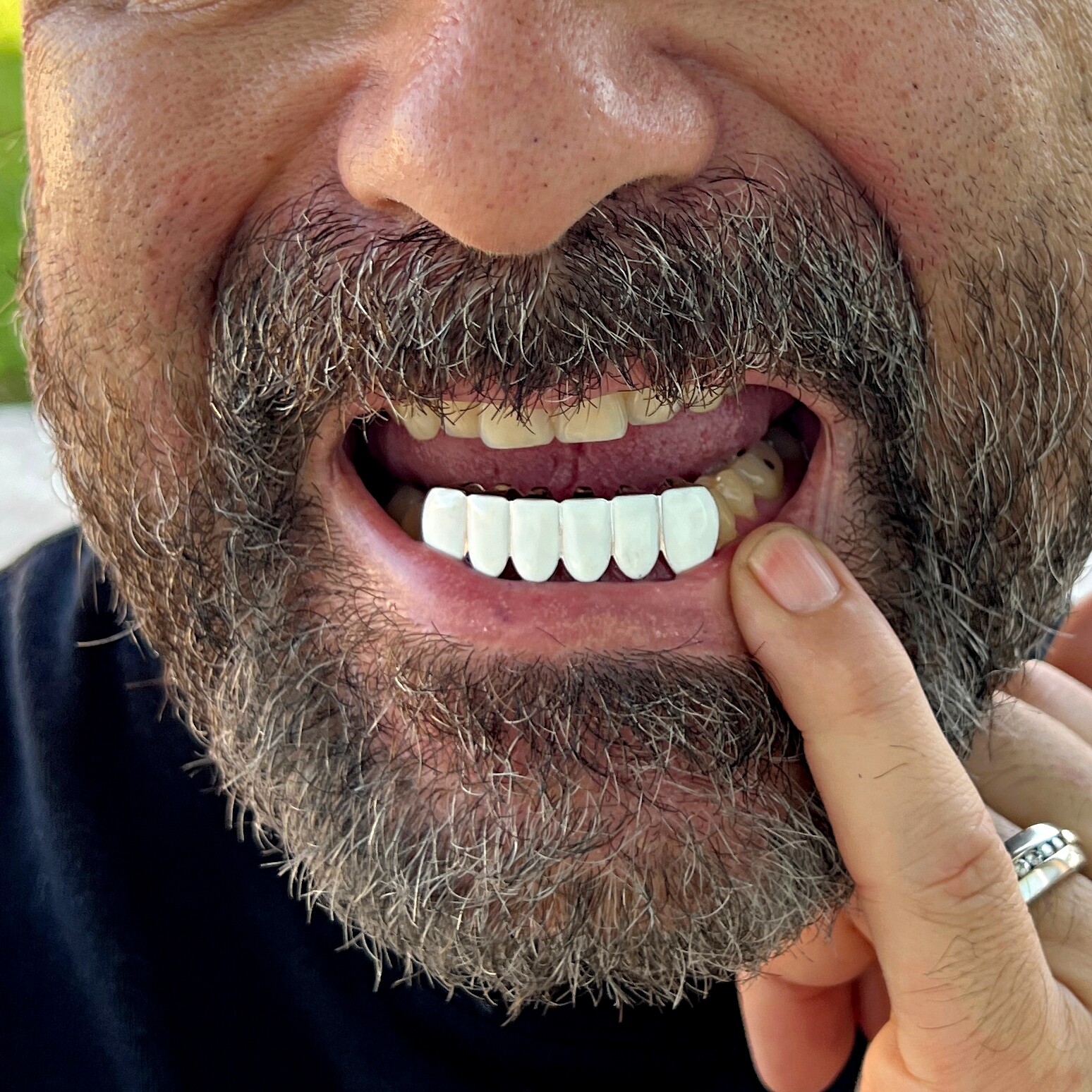 Real Solid 925 Sterling Silver White Enamel Grillz Bottom Row Six Teeth Grills