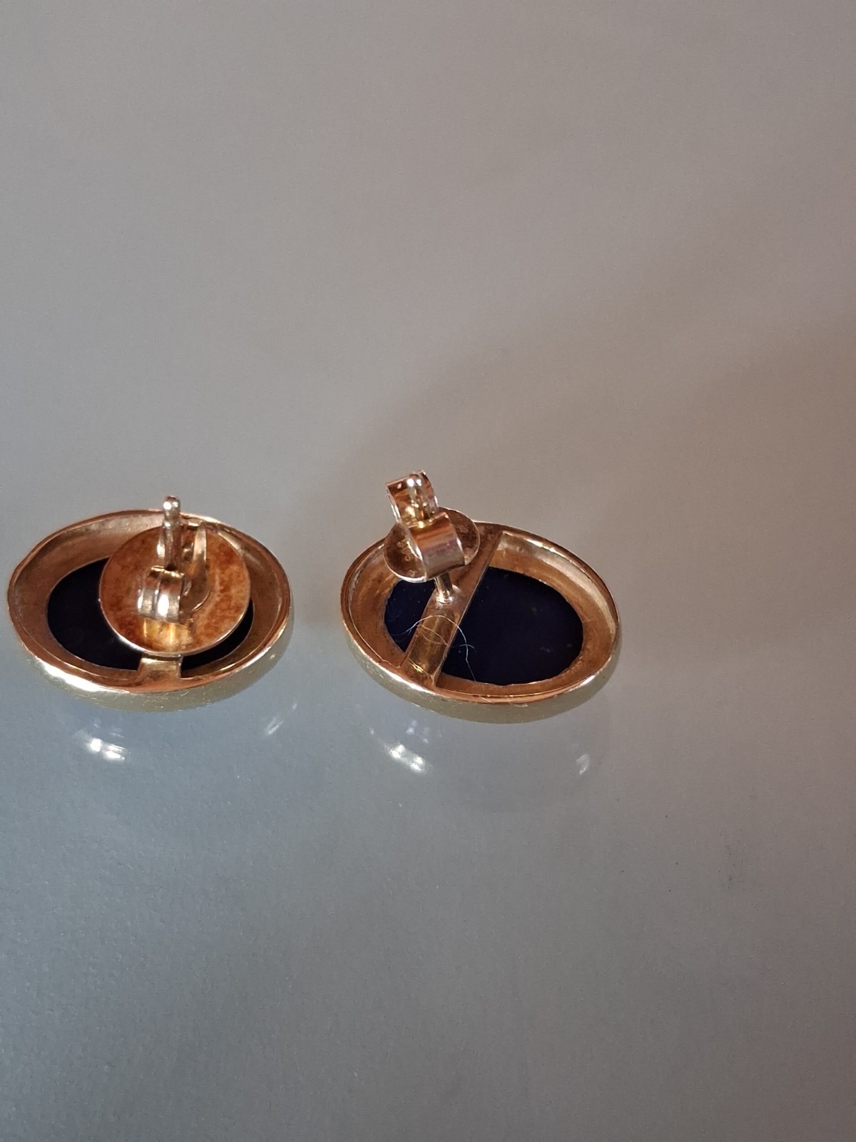 Lapis Lazuli Gold 585 Stud Earrings – Royal Blue AAA – Vintage ~60s