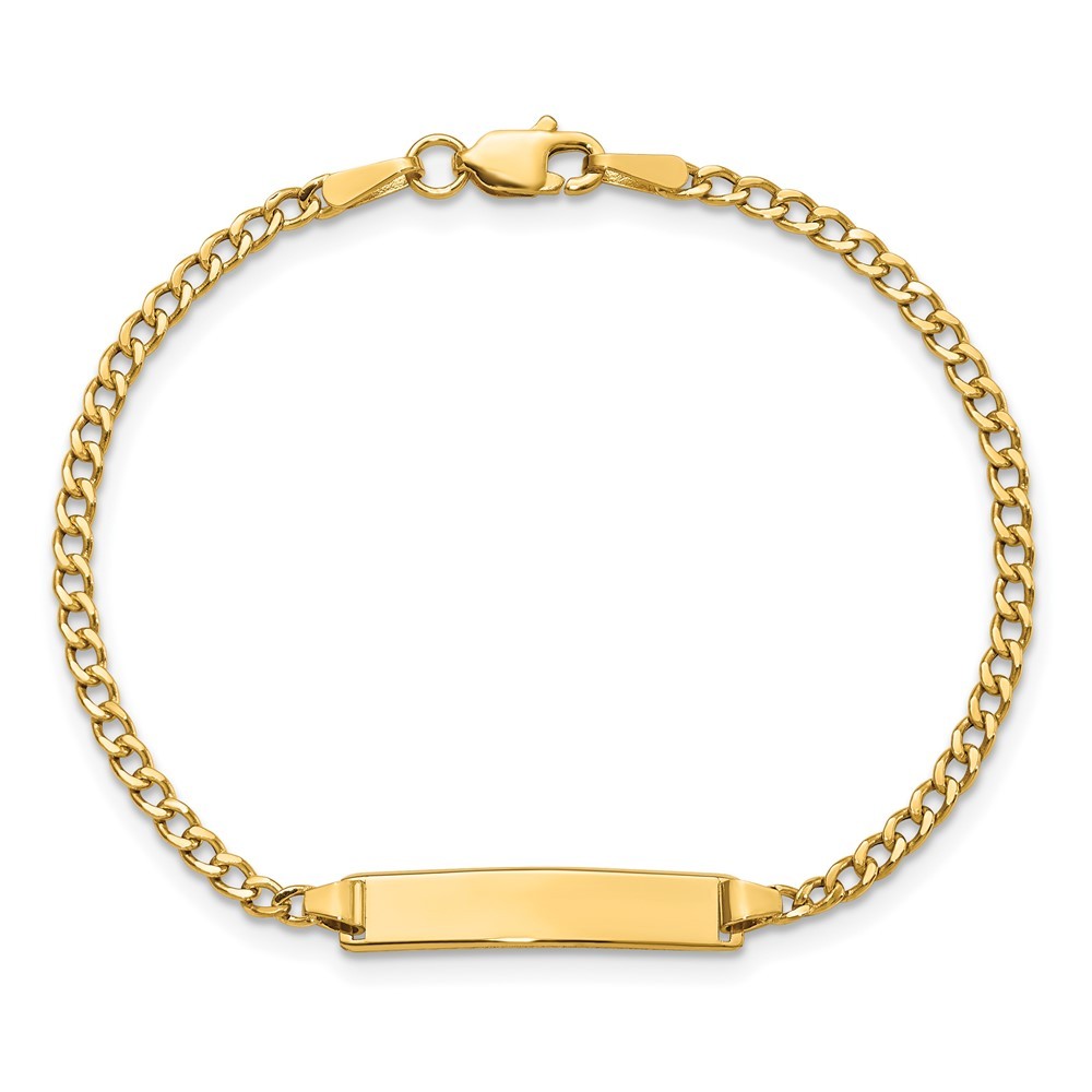 10k Yellow Gold Semi-solid Curb Link ID Bracelet 6″