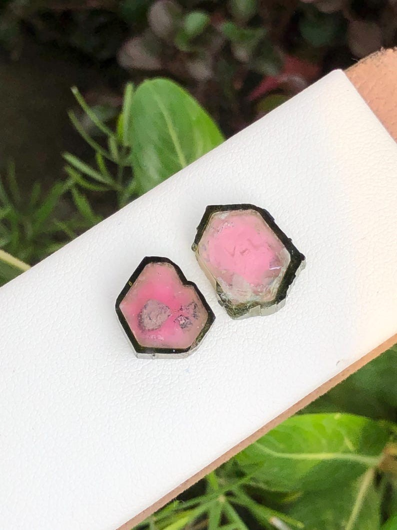 11.70Ct Premium Watermelon Tourmaline Slice Pair 2pc Afghanistan Loose Gem