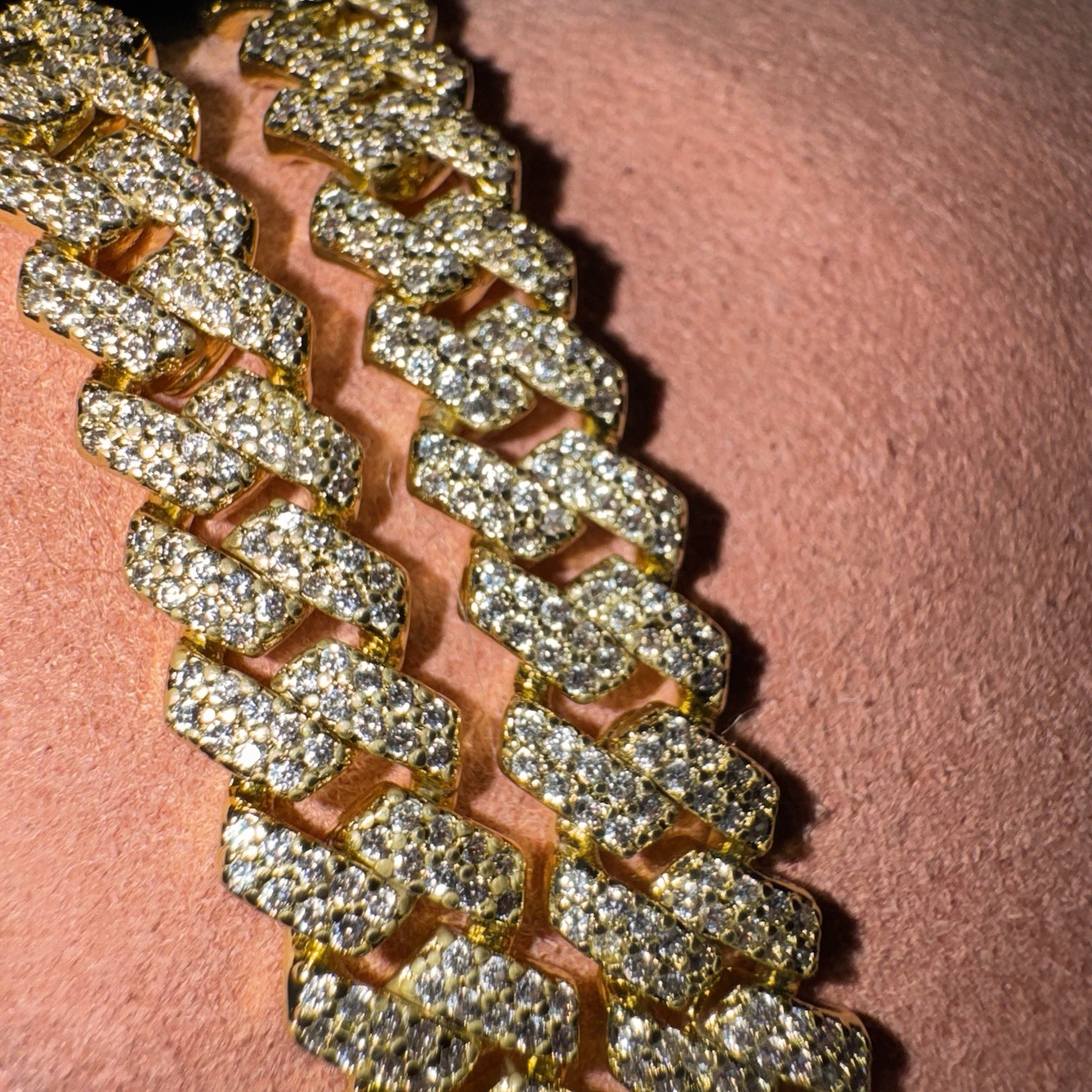 Iced out Moissanite Cuban Link Chain Necklace 20inch, 8.4mm, 14K Stamped