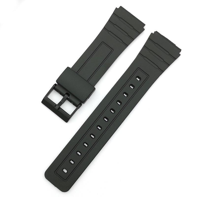 New 12mm to 22mm Silicone Watch Strap for Casio W800h Black Pu Resin Bracelet