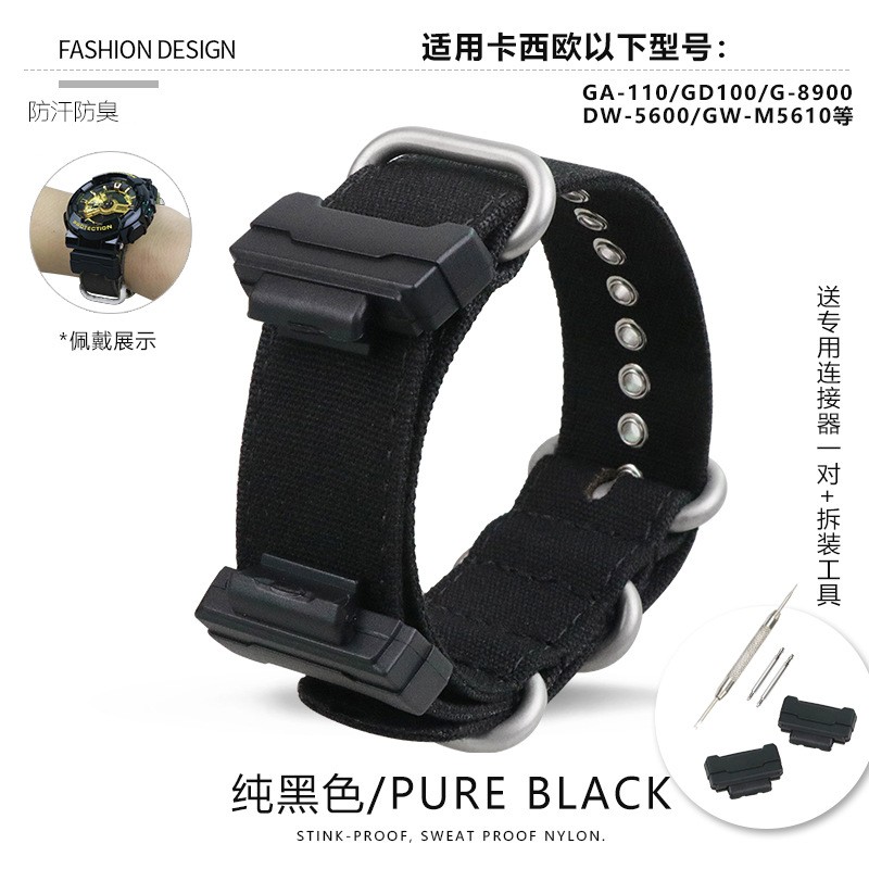 For Casio G-SHOCK GD/GAGLS-100120DW5600 Cotton Canvas Nylon Watch Band Strap