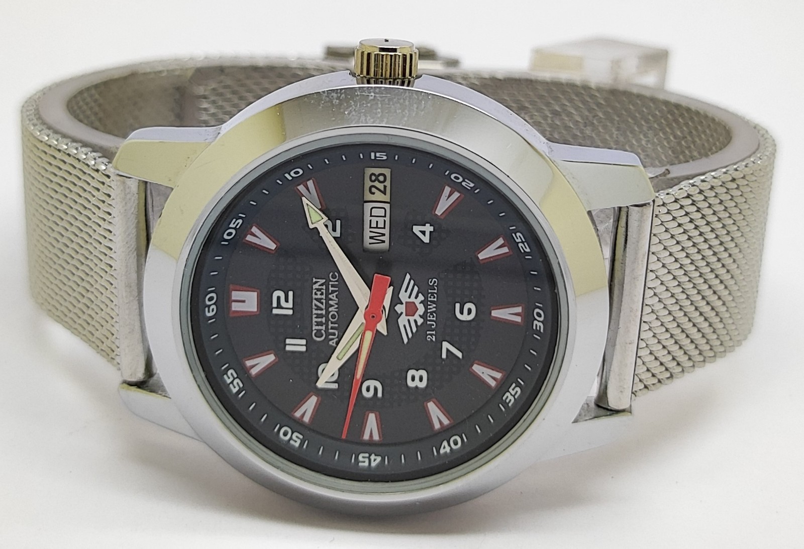 Refurbished Automatic Men’s Watch Day Date | Classic Vintage Style Steel Strap