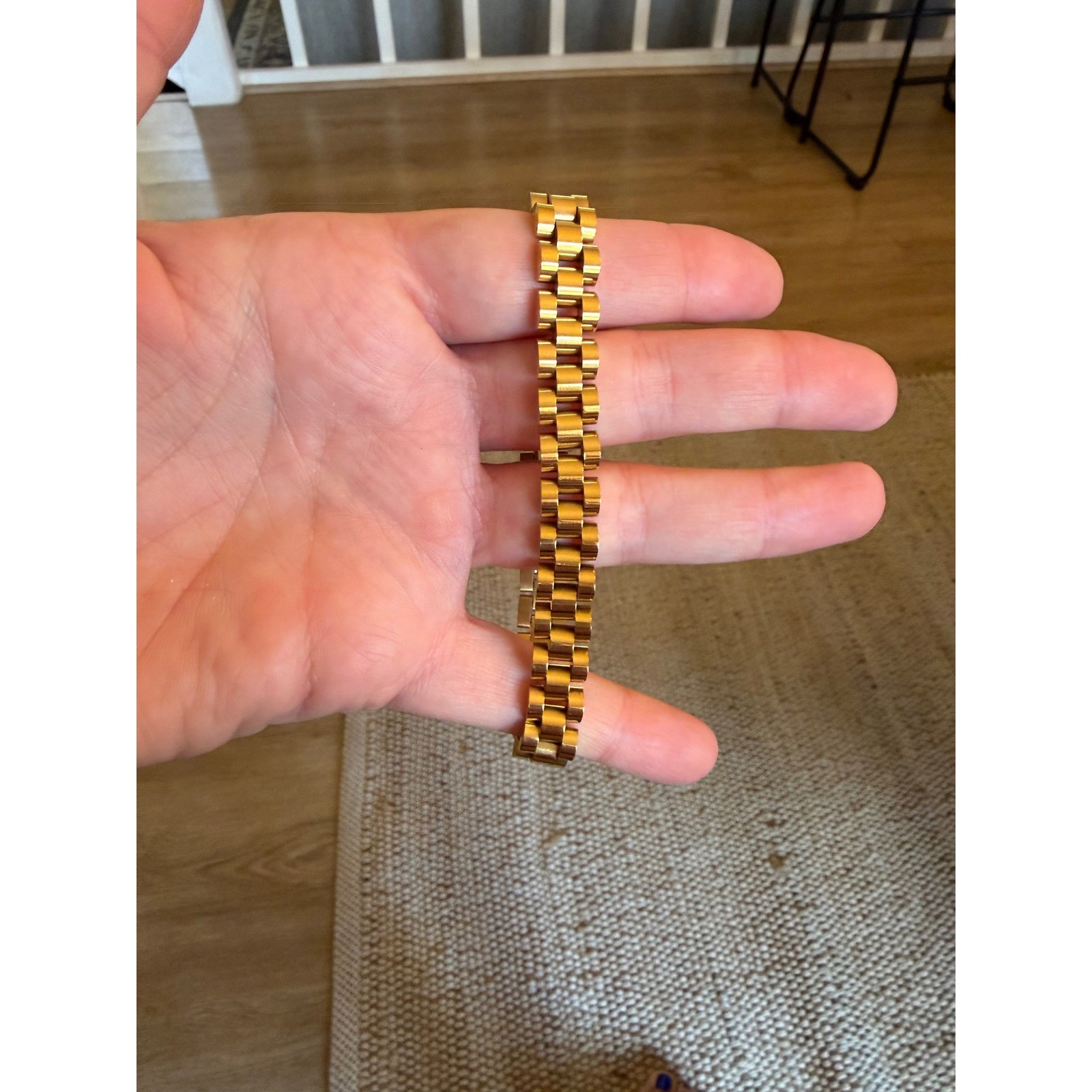 Mens Gold President Link Bracelet Stainless Steel PVD Coated 8 Inch Waterproof