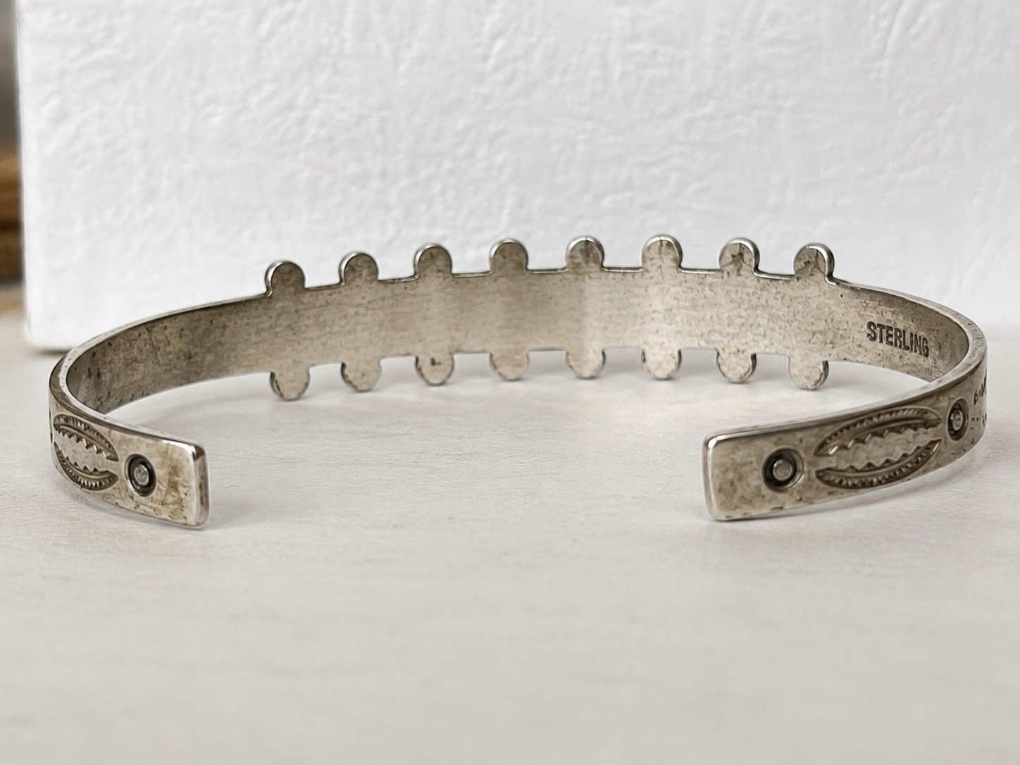 Vintage Fred Harvey Era Zuni Sterling Silver Turquoise Snake Eye Cuff Bracelet S