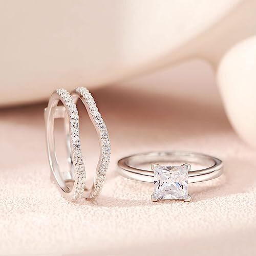 Engagement Wedding Ring Sets for Women 925 Sterling Silver Ring Enhancers Wrap