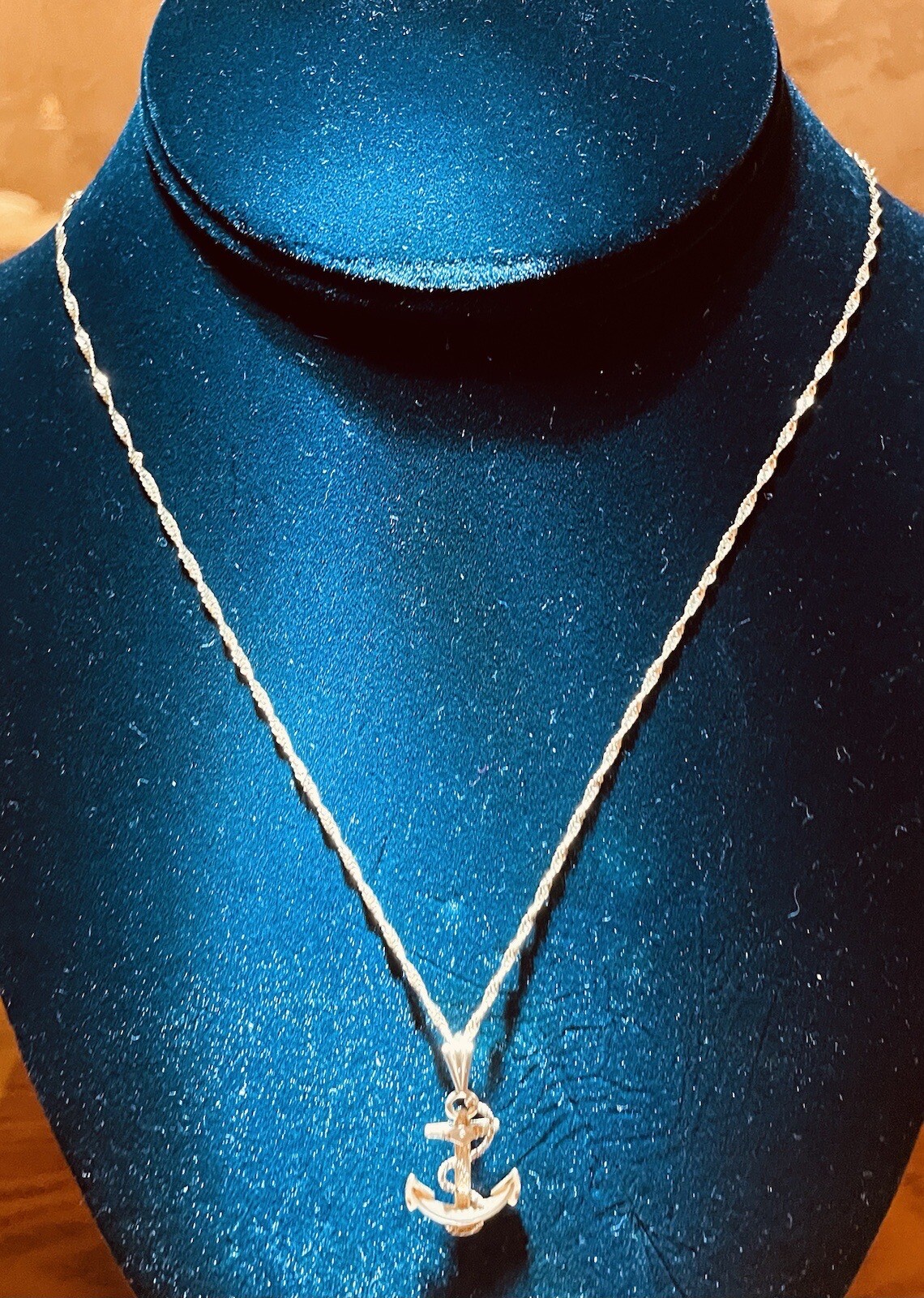 14k Solid Gold Anchor – Cross Pendant With A 14k Gold Singapore Chain 21.5”Long