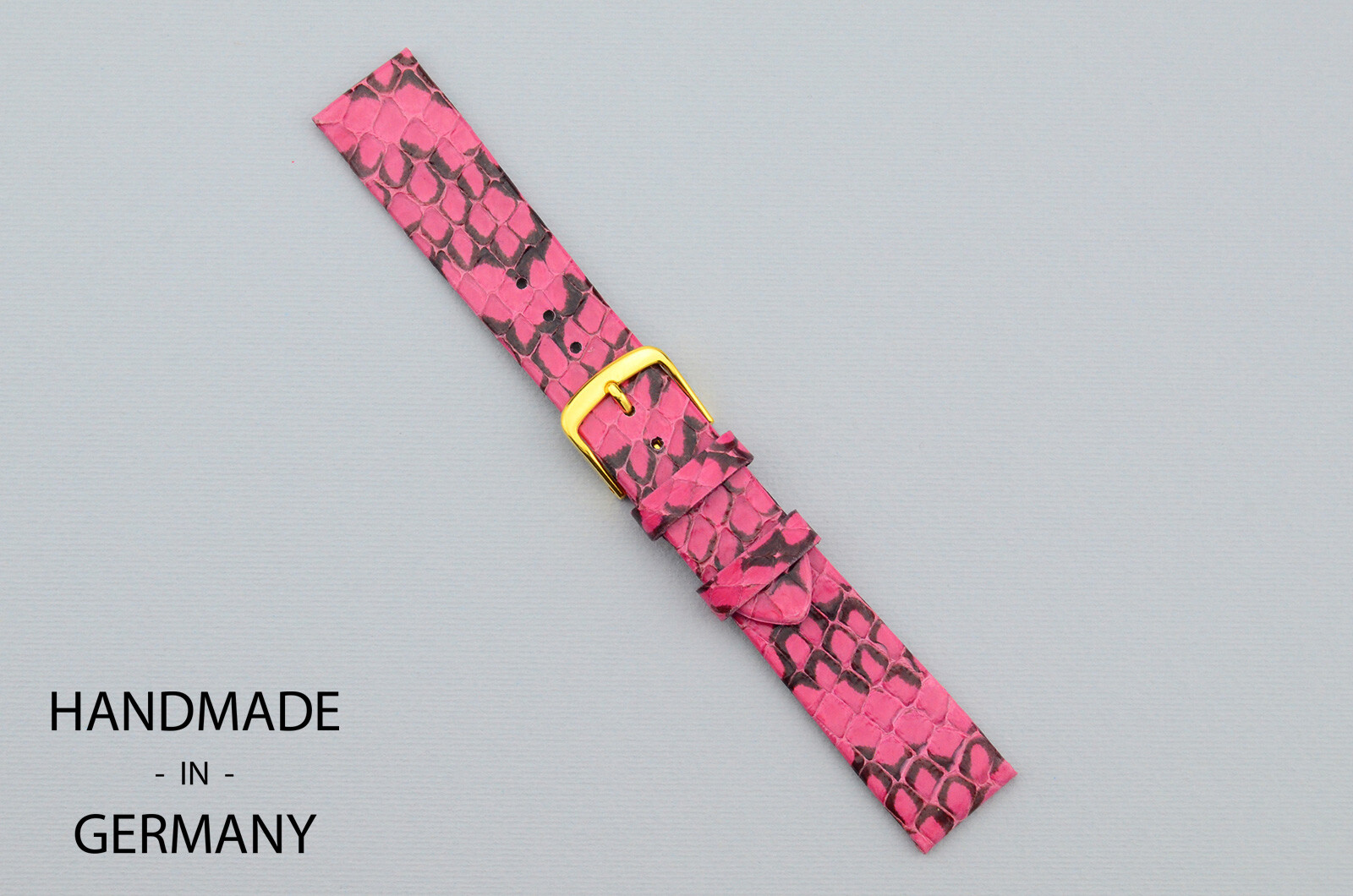 18mm / 16mm Graf Germany Genuine Leather Handmade Pink/Gray Watch Strap