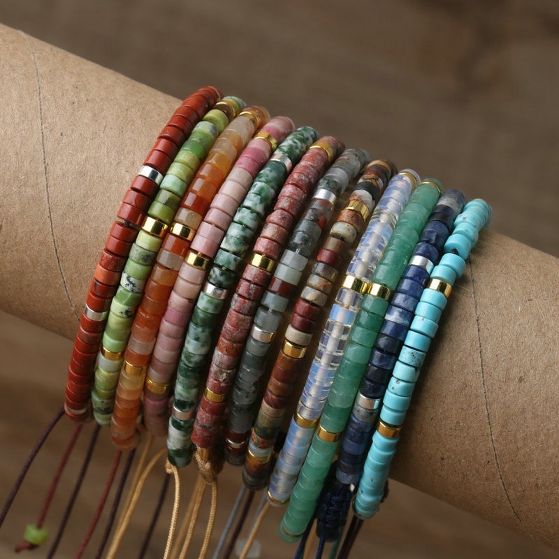 Natural Multi-Color Emperor Stone Bracelet Woven Adjustable Beaded Gift