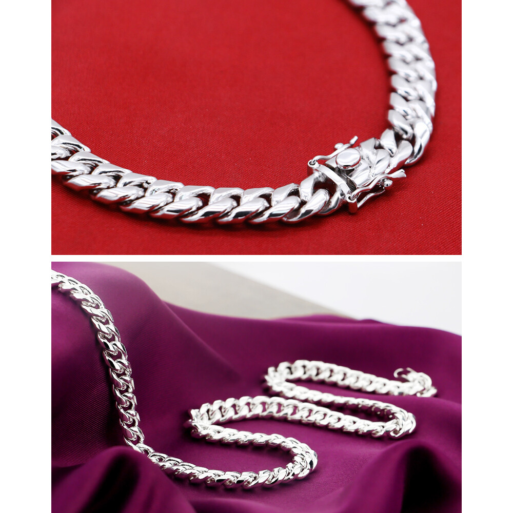 Solid 925 Sterling Silver Miami Cuban Link Chain Men’s Necklace 10mm 22″ 24″ 26″