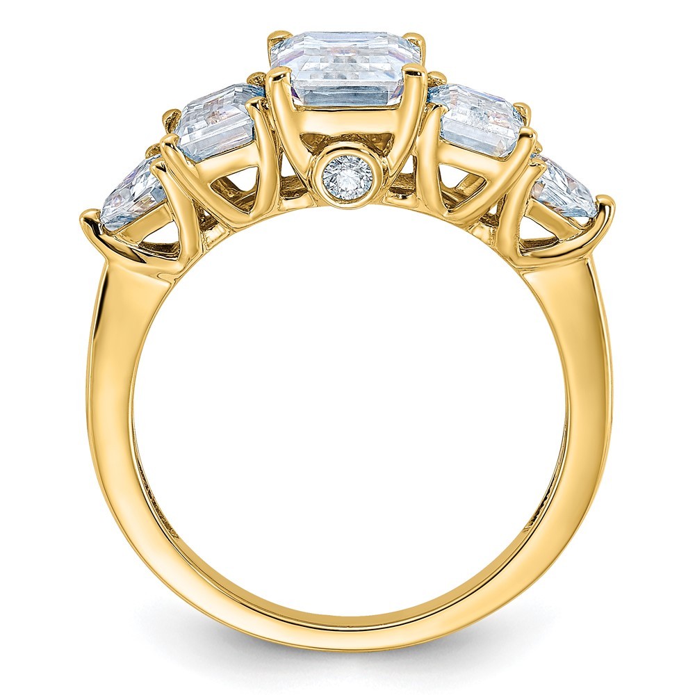 14k Yellow Gold 3 3/8ct. Emerald Cut D E F Moissanite Engagement Ring Size 7