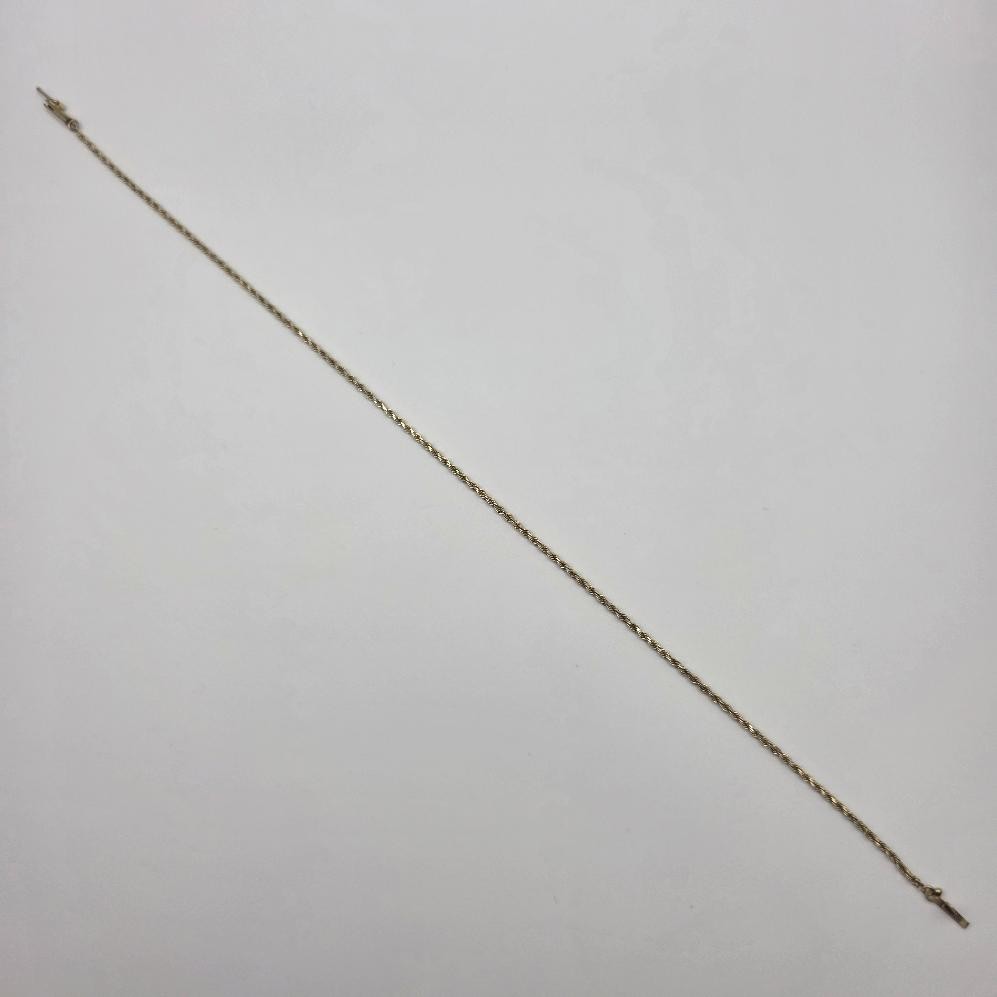 9.75″ 10K Yellow Gold 1.5mm Diamond-Cut Rope Link Ankle Bracelet Anklet w Safety