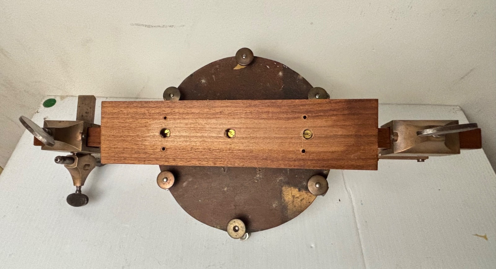 ANTIQUE BRASS AND STEEL WATCHMAKER HOROLOGY CLOCK MANDREL LATHE