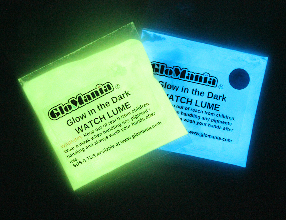 GLOW IN THE DARK Pigment Powder WATCH LUME Powder Coating Green or Blue