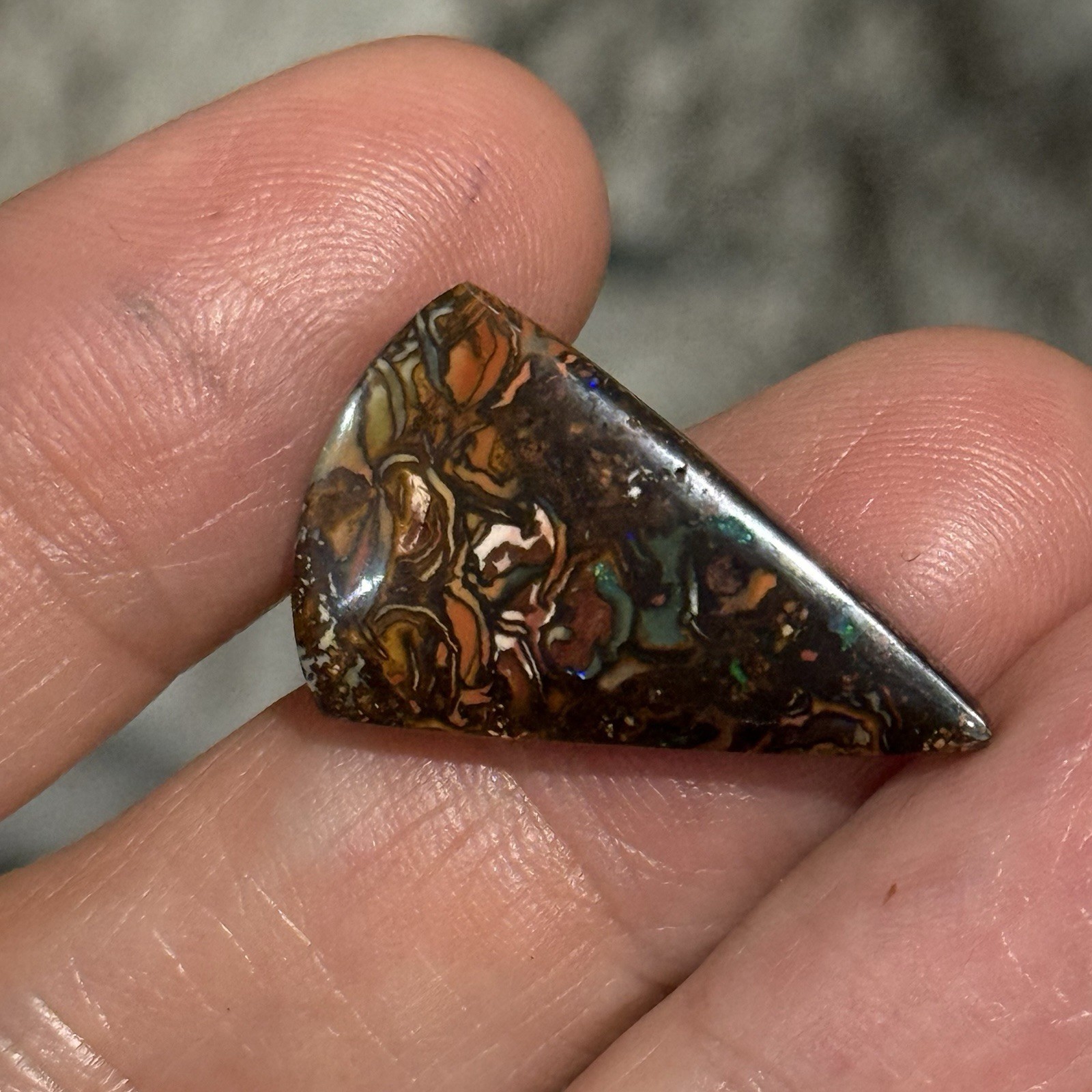 11ct 25×15.8×3.7mm Colorful Australian Koroit Boulder Opal Drop Cabochon Gem