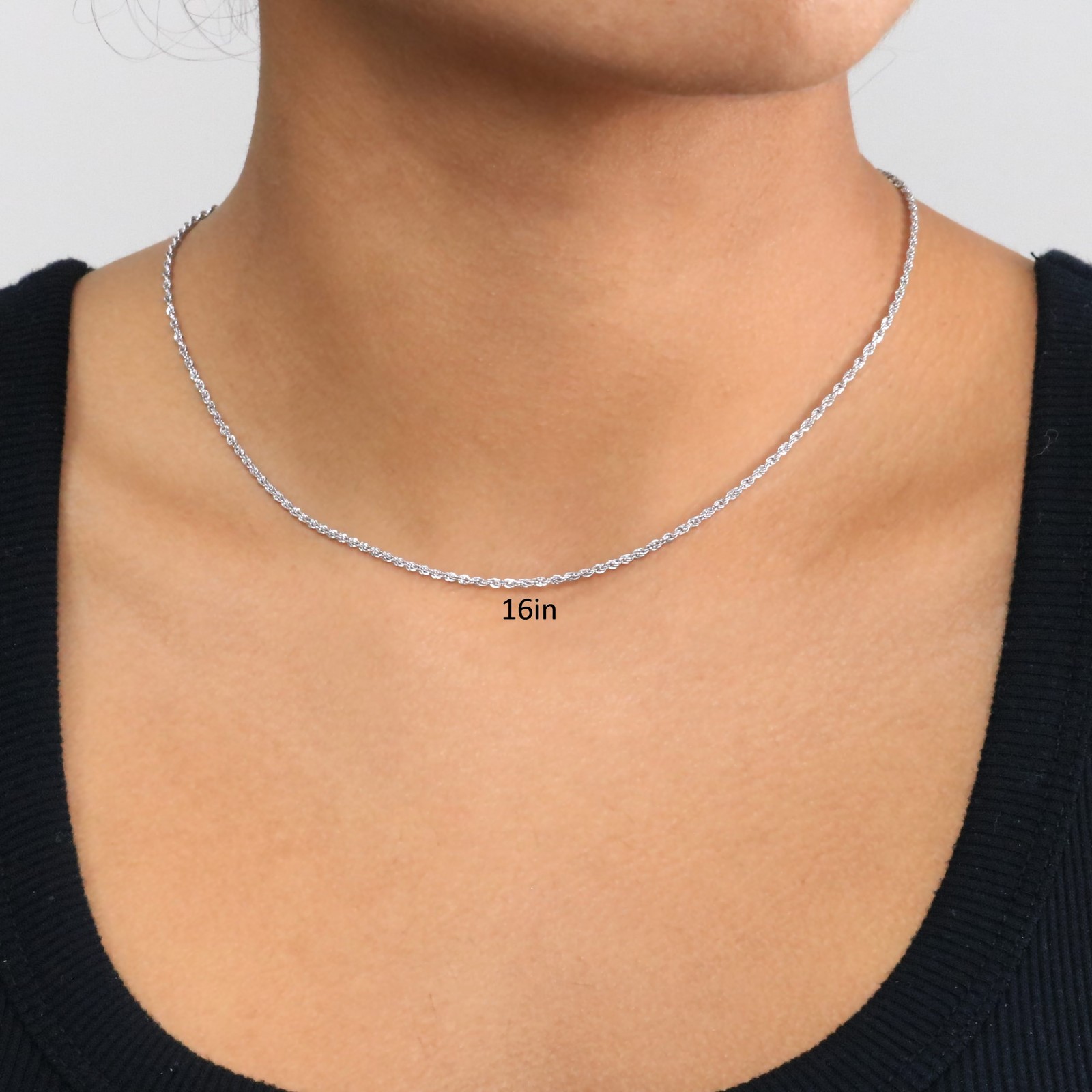 10K White Gold 1.5mm-7mm Diamond Cut Rope Chain Necklace Mens Womens 16″-30″