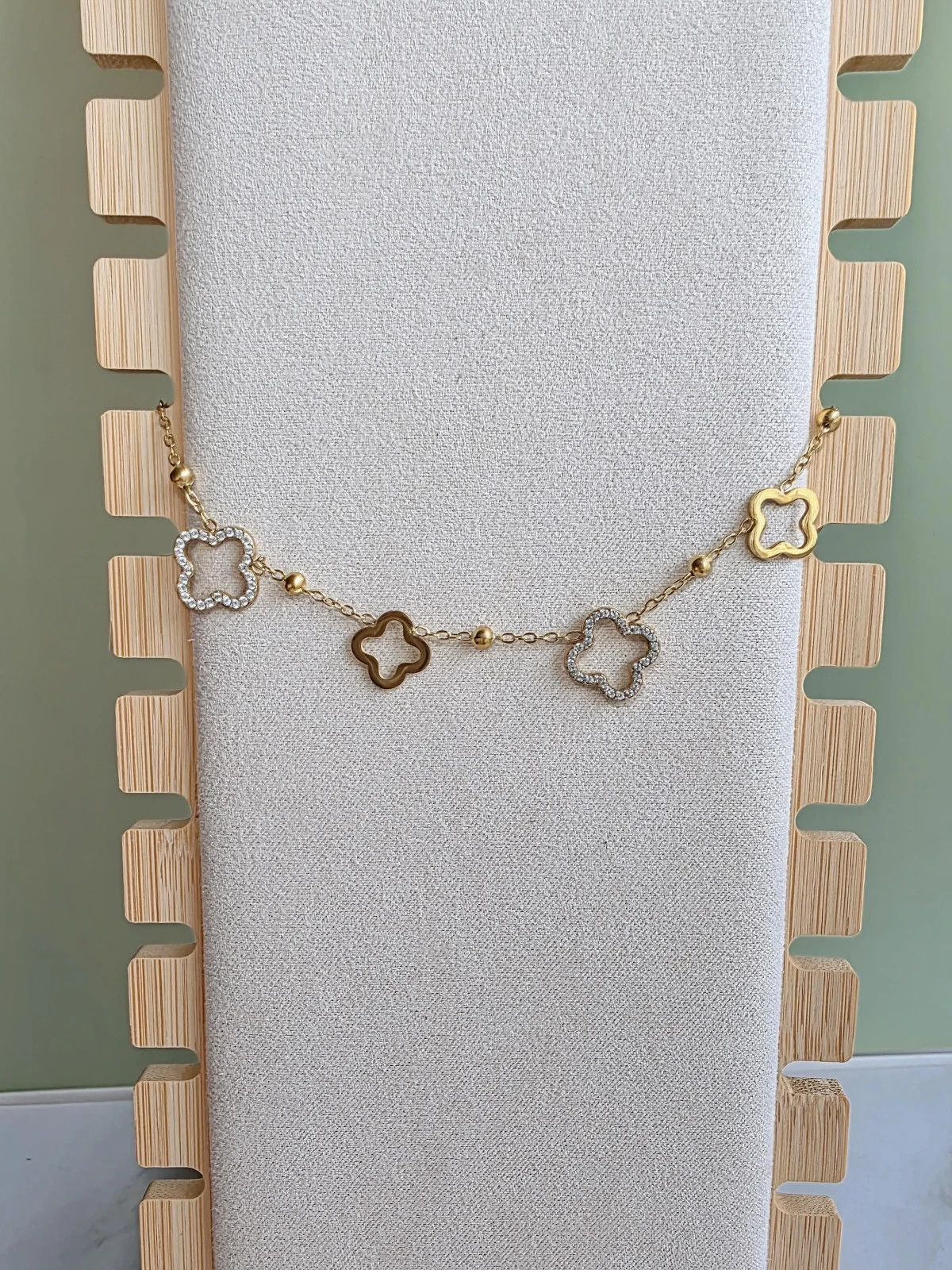 18K Gold Plated Lucky Choker Necklace Dainty Minimal Gift for Women Floral