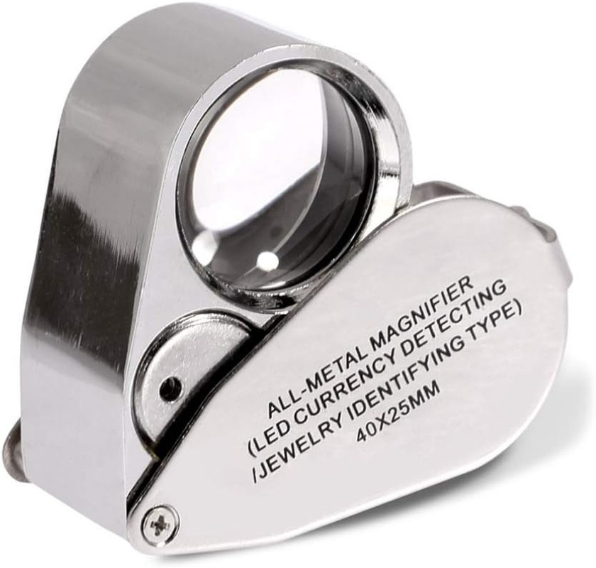 40X Jewelry Loupe Magnifier with LED UV Light Folding Glass Lens
