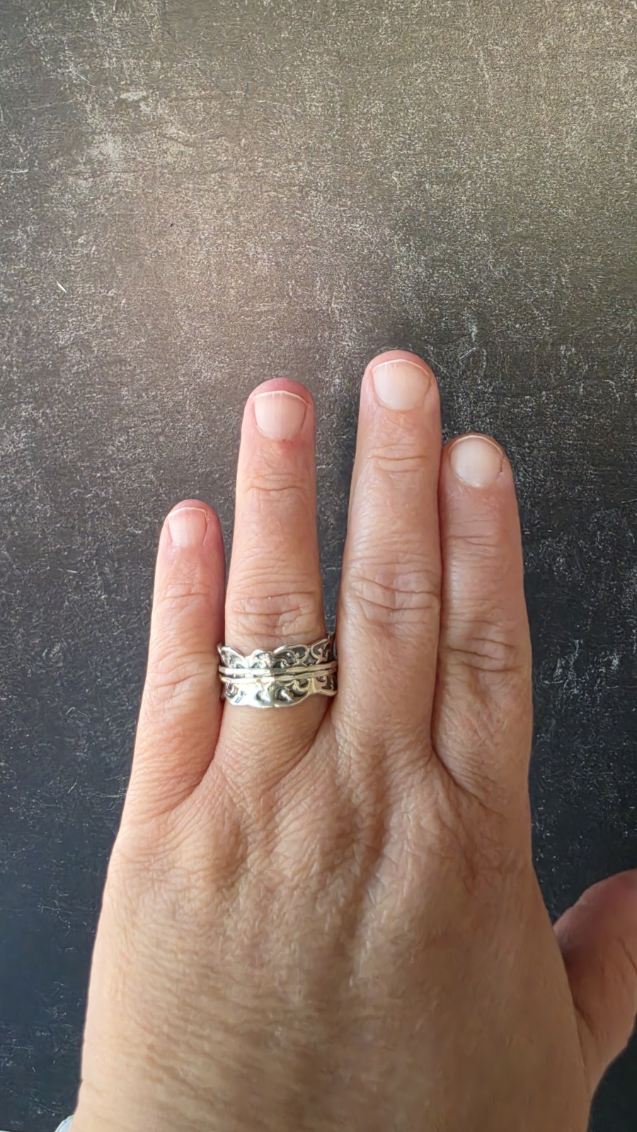 PZ Paz Creations Israel 925 Sterling Silver Spinner Ring, Size US 9.75 Vintage