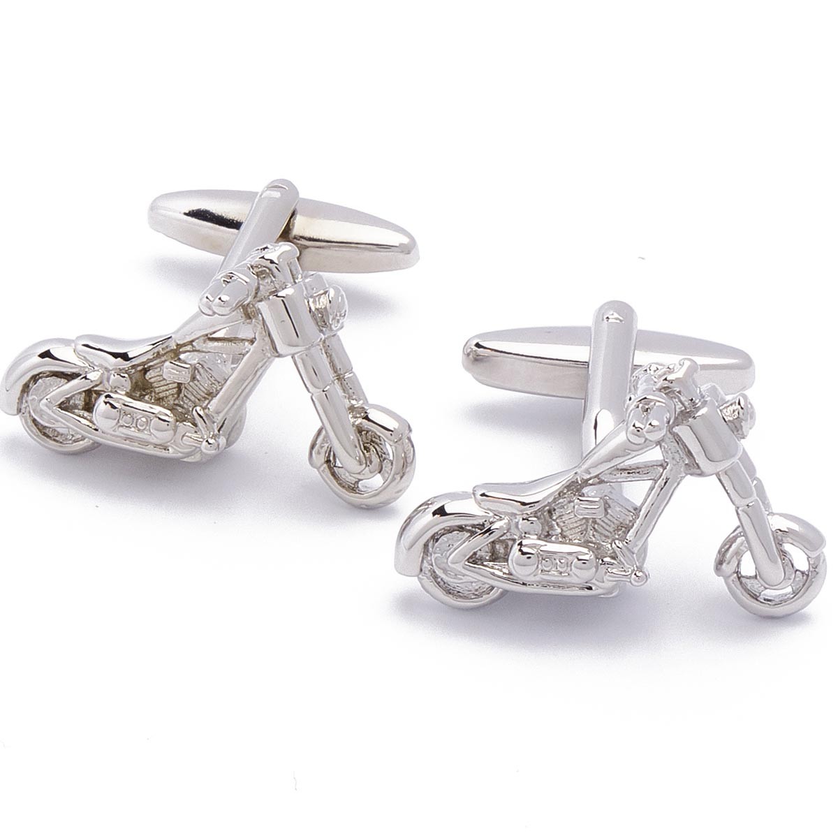 Cufflinks – Motorcycle Chopper Silver – – 28mm x 17mm –