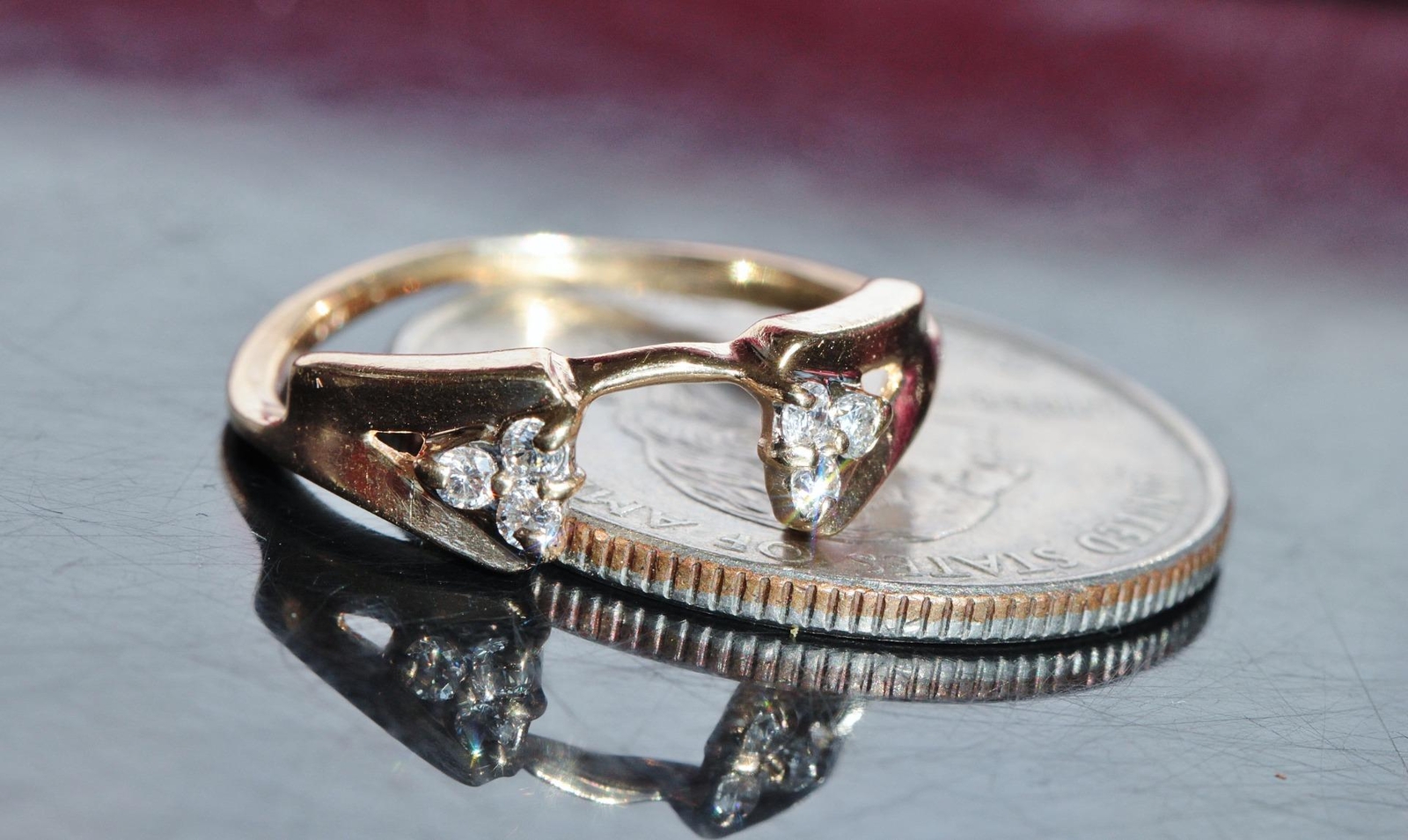 14k yellow gold ring enhancer 0.12c natural diamond size 6 solitaire wrap 1.95gr