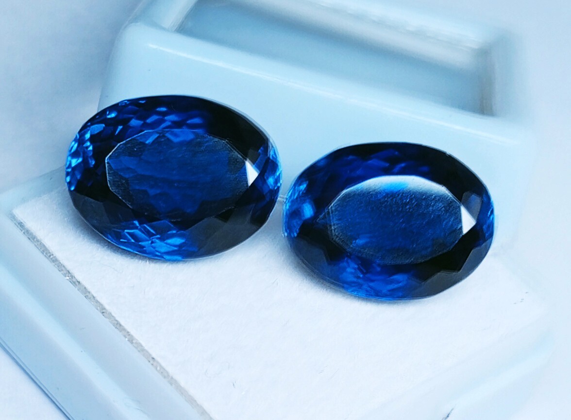 Blue Sapphire Pair Oval Cut Natural Certified 15+ Ct Loose Gemstone