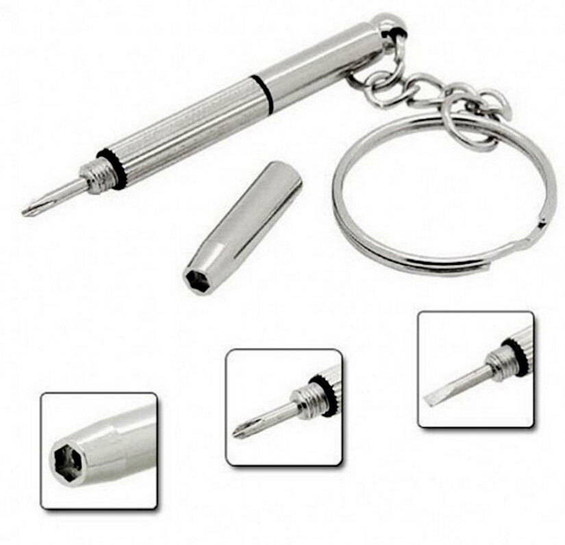 NEW 2 Pcs 3 in 1 Mini Tool Key Chain Eyeglasses Watch Phone Repair Screwdriver