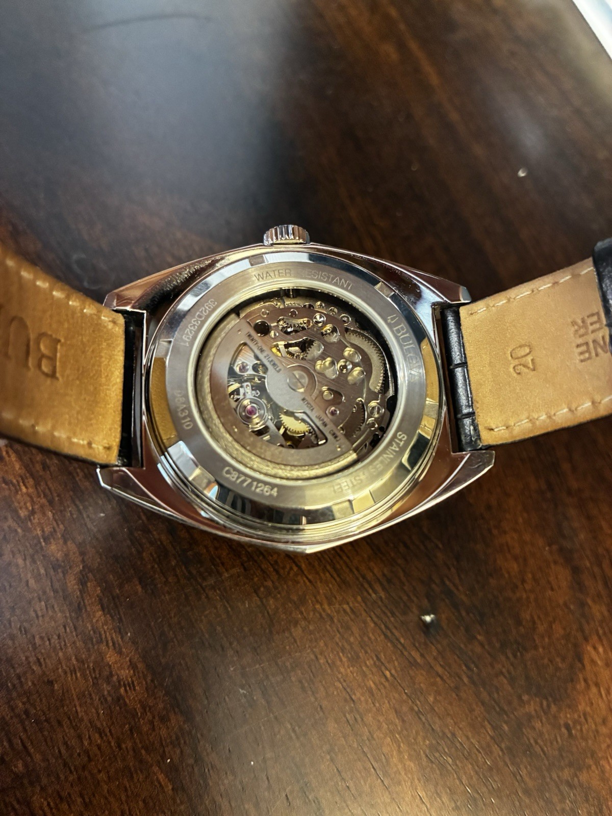 Bulova Surveyor 96A310 Automatic Skeleton Men’s Watch Black Dial Leather