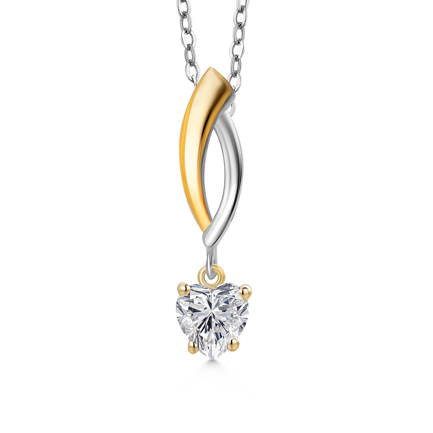 925 Silver and 10K Yellow Gold Lab Grown Diamond Pendant Necklace for Women |