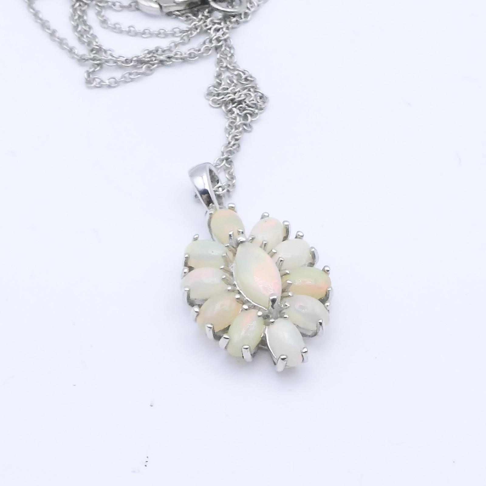 New Djoy Etheopian Opal Platinum Over Sterling Silver 20″ Pendant Chain Necklace