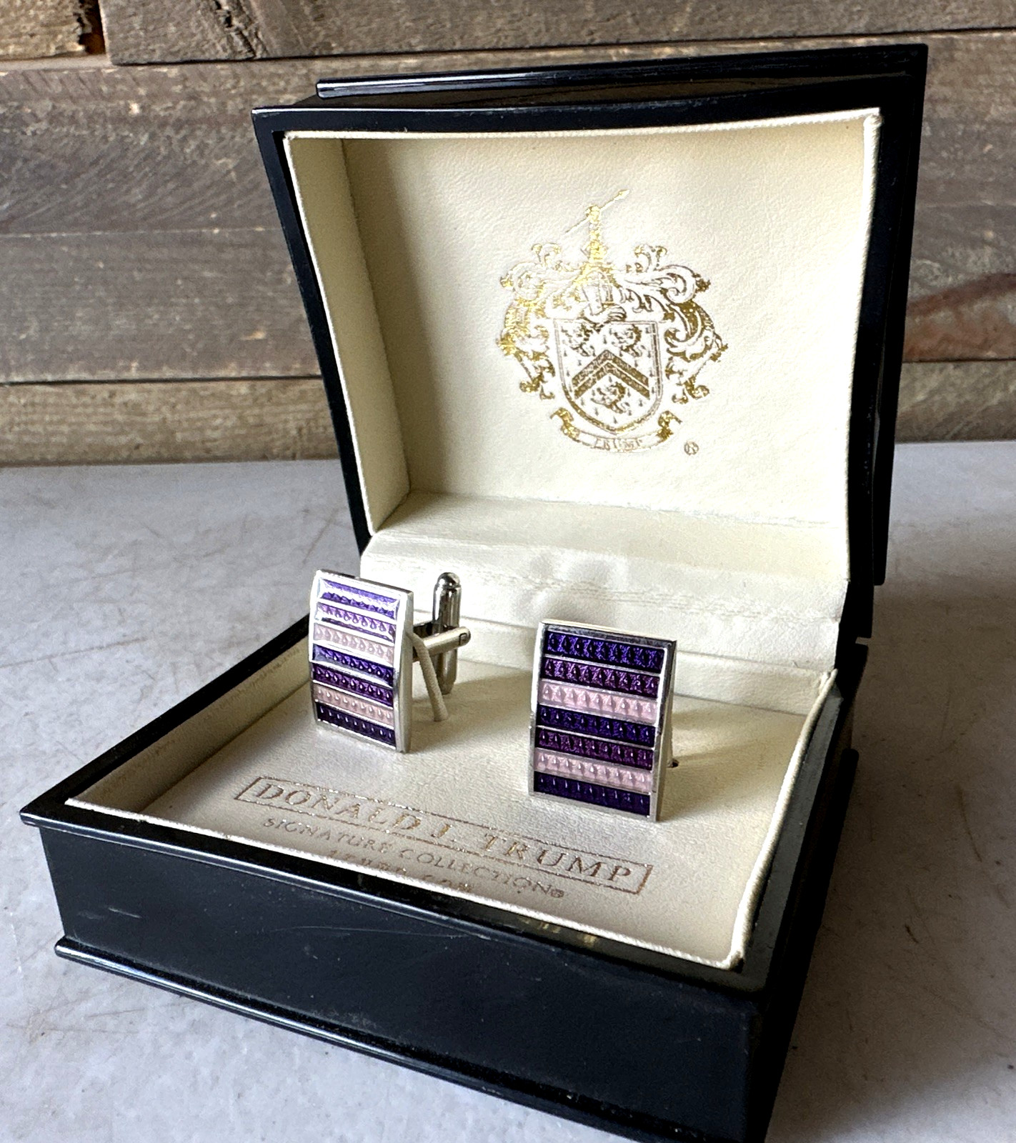 Donald J. Trump Signature Collection Men’s Purple Silver Cufflinks NEW!