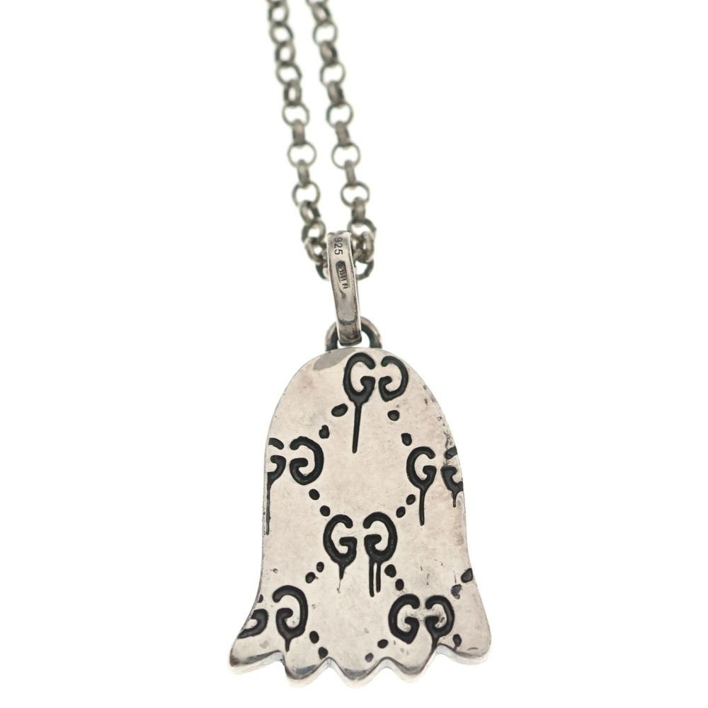 GUCCI Ghost GG Logo Chain Necklace Silver 925 51cm Women’s Box Japan