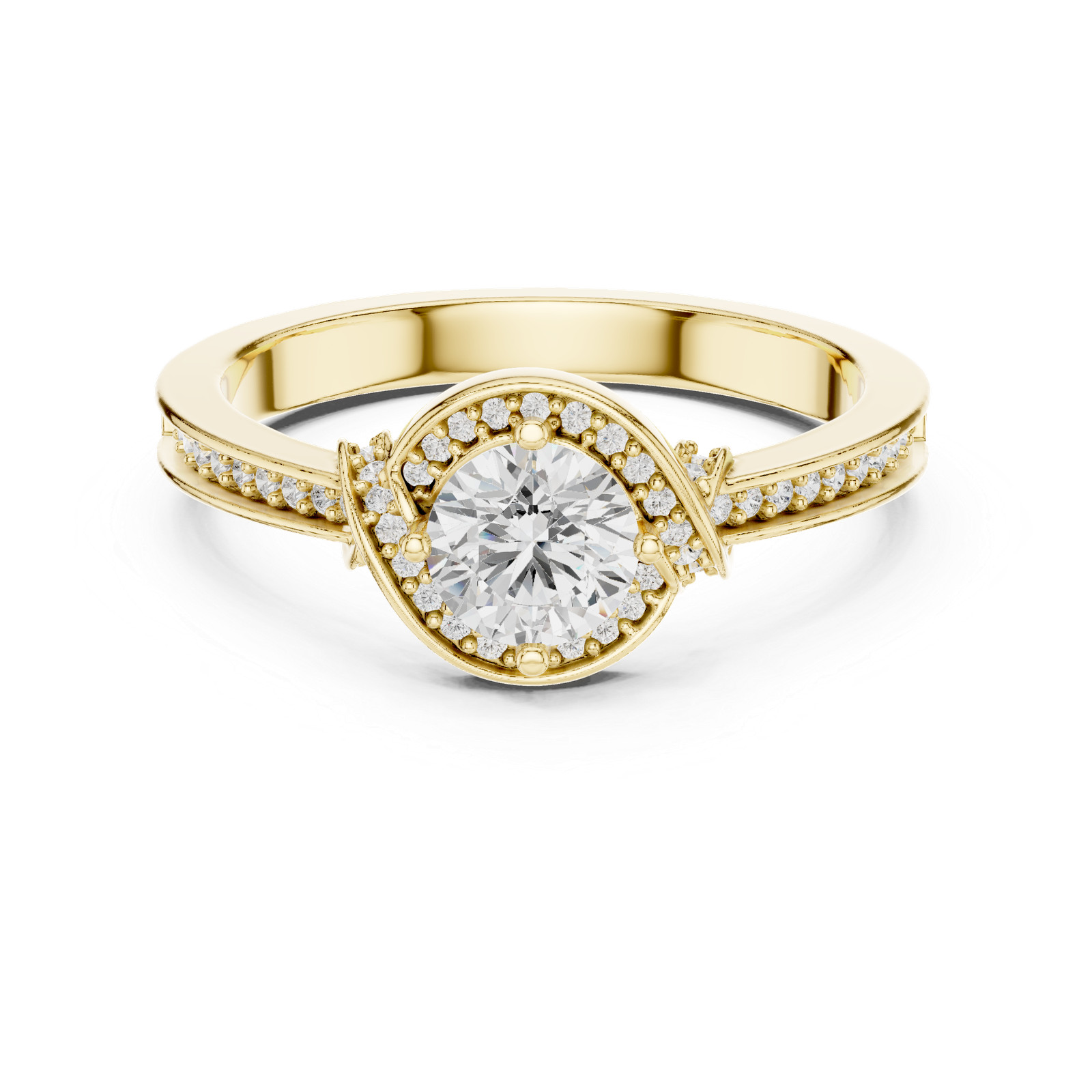 Engagement Floral Motifs Eternity Ring 53pc VVS1/D Round Diamond Gold Over o319