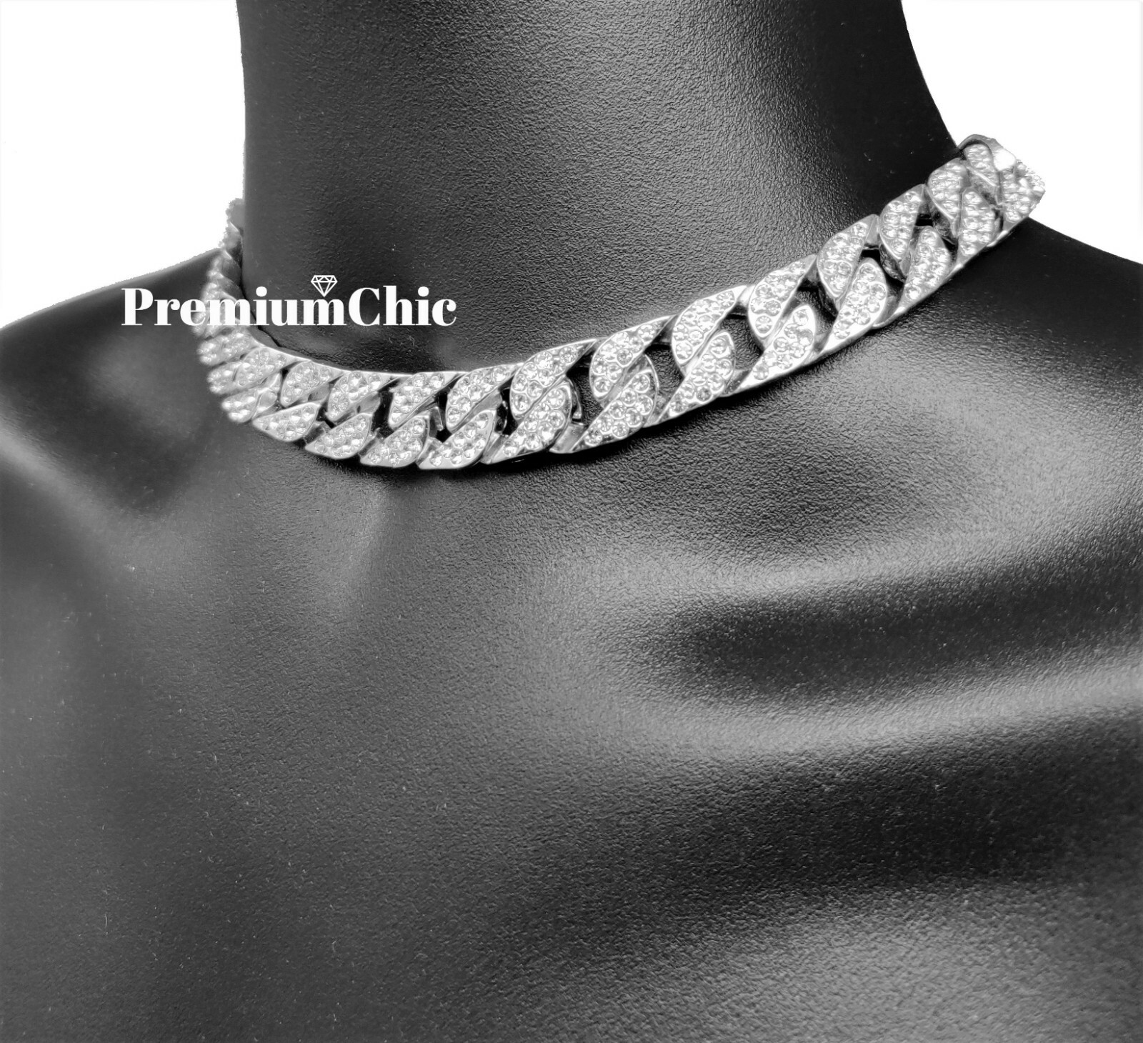 ICED Hip Hop Silver Plated Miami Cuban Choker Chain CZ Necklace or Bracelet