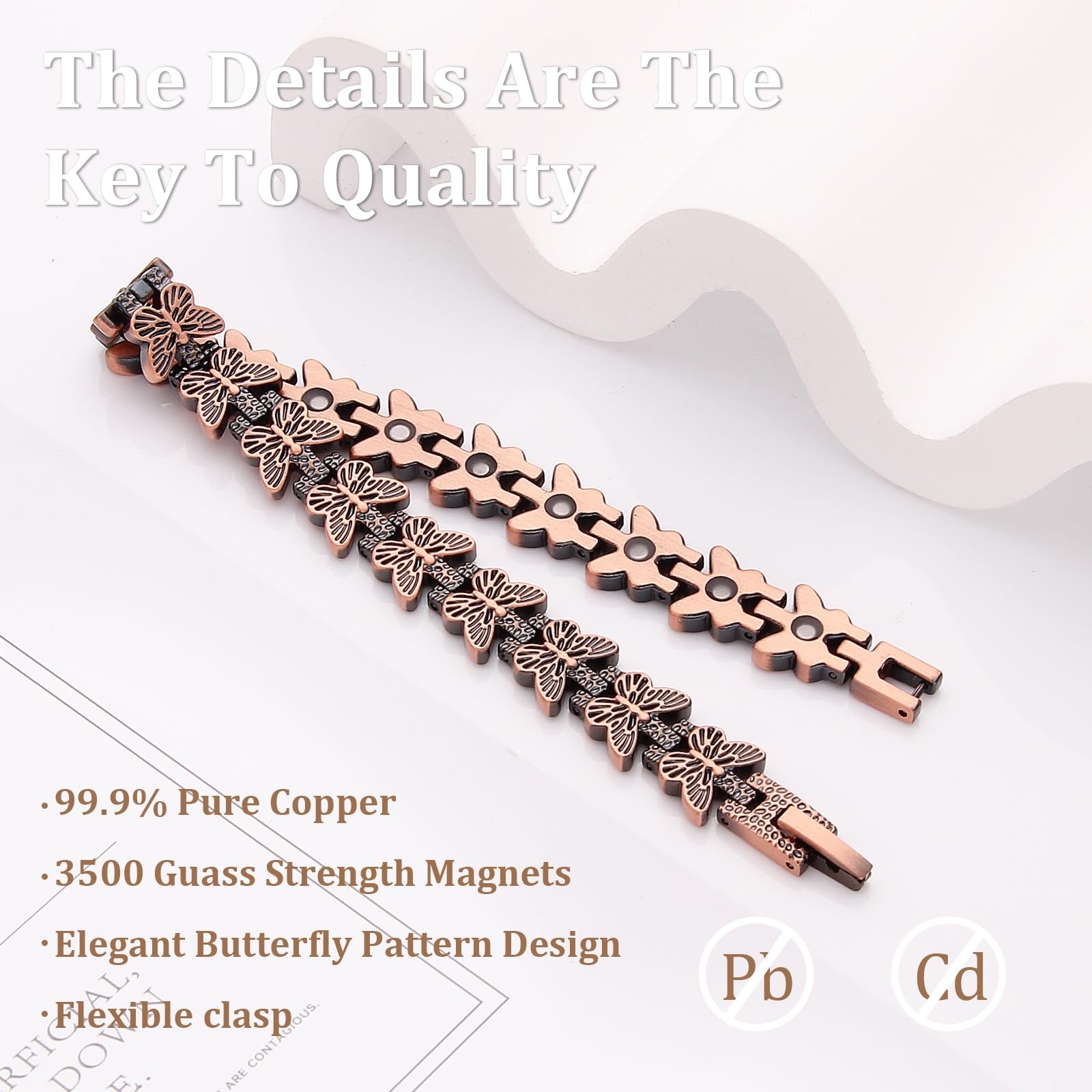 Women’s Copper Magnetic Bracelet Clover Crystal Adjustable Pain Relief Arthritis