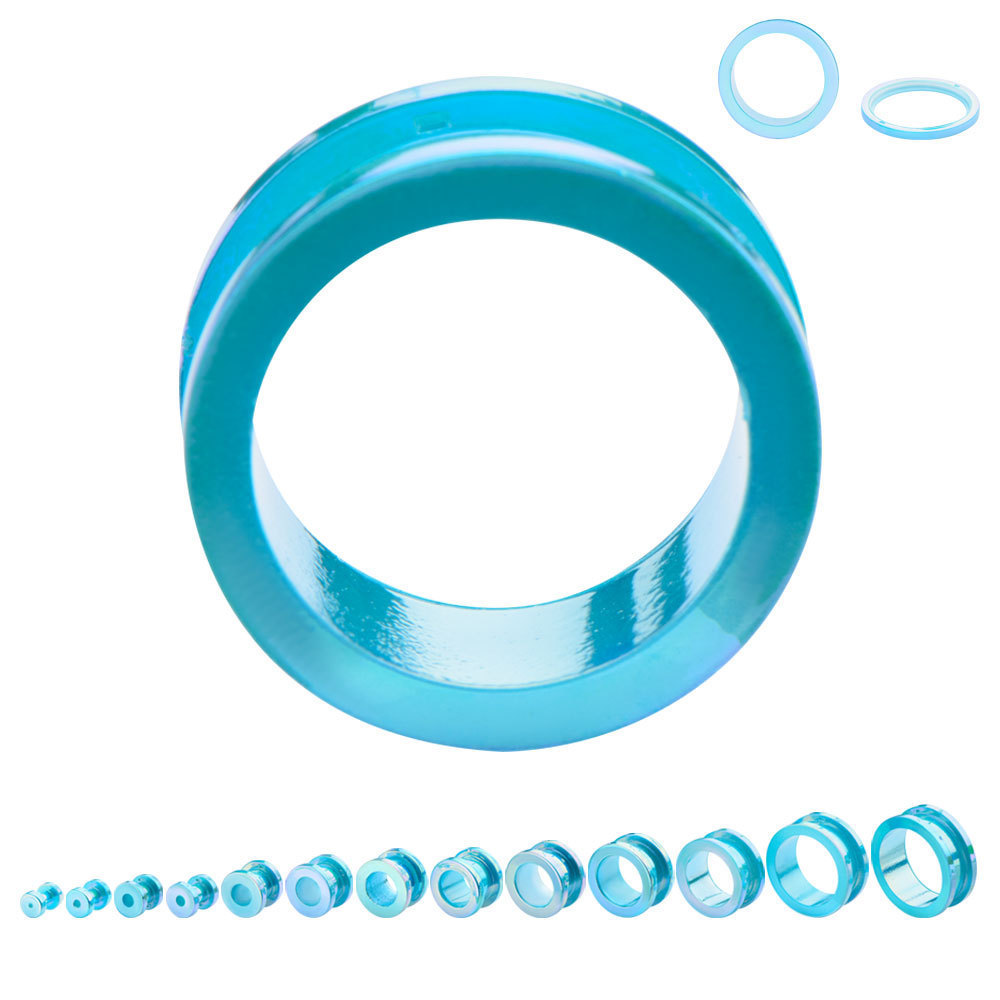 PAIR-Metallic Teal Acrylic Screw On Ear Tunnels 04mm/6 Gauge Body Jewelry