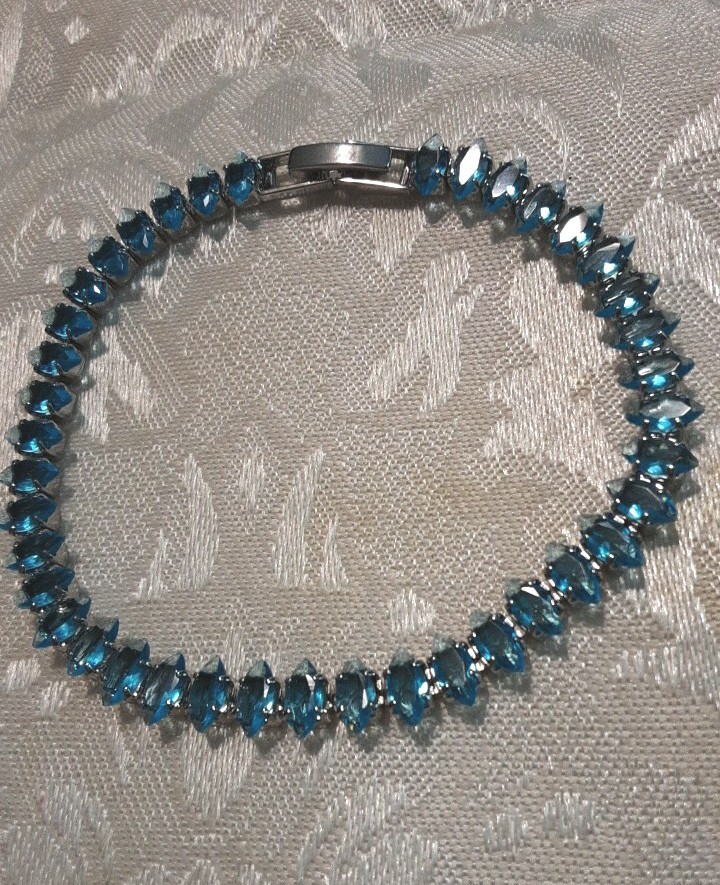 10 ctw simulated swiss blue topaz marquise cut stones tennis bracelet