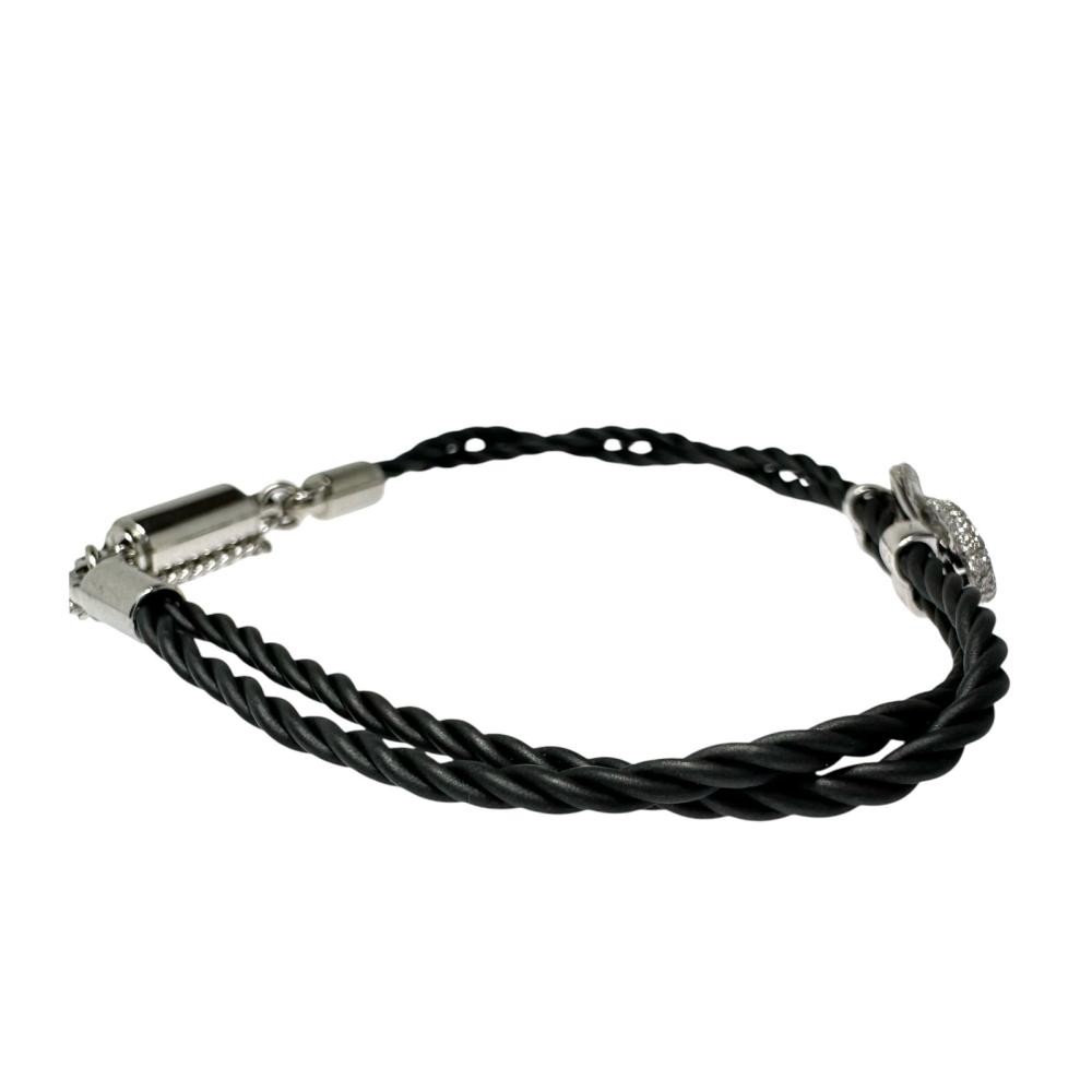 Magnet type diamond 0.20/0.27 ct bracelet K18WG white gold/black string 5.7g…