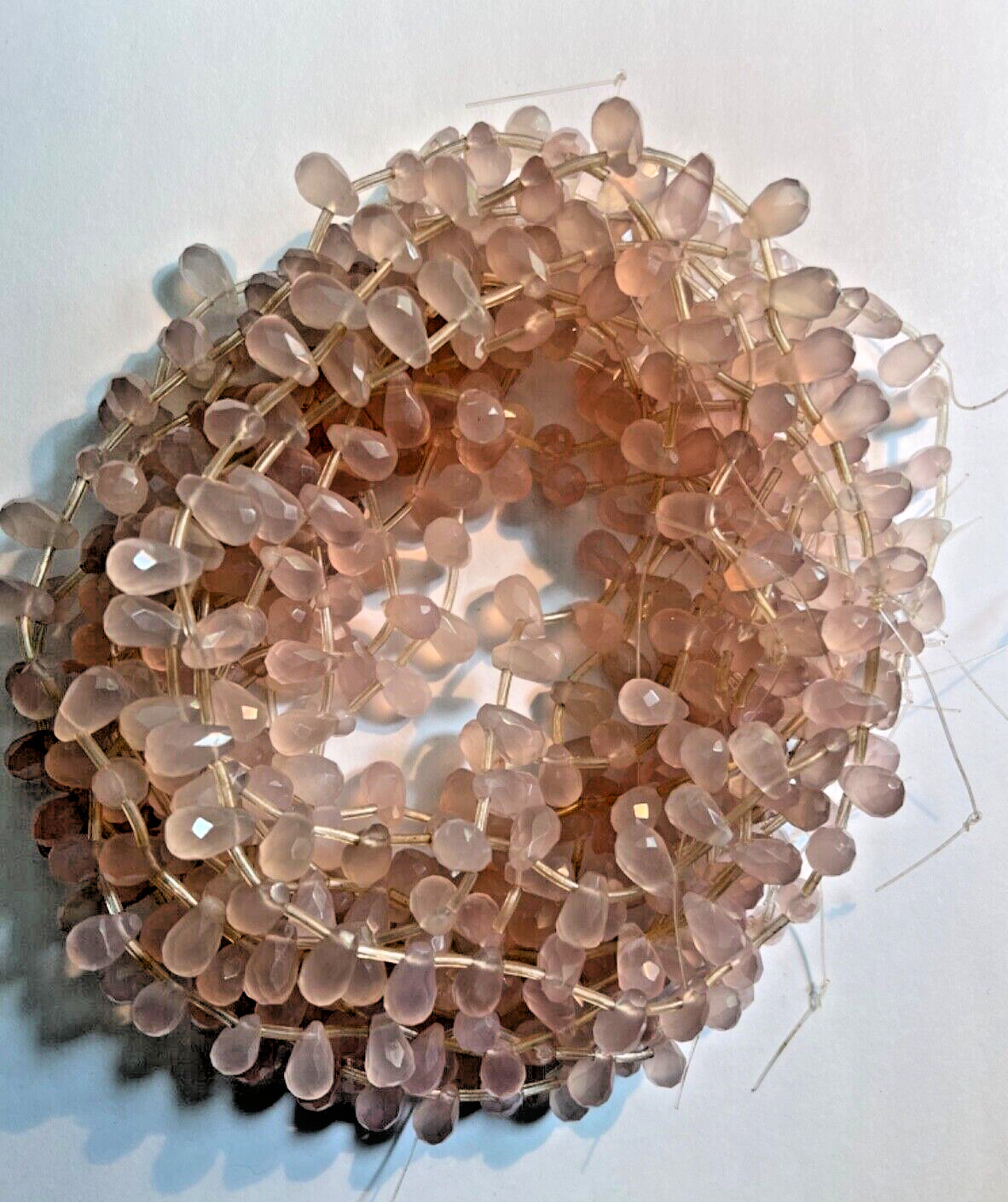GENUINE PINK CHALCEDONY FACETED TEAR DROPS 13X8 MM 32 PCS BELOW WHOLESALE!!!