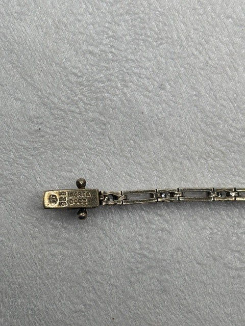 Vintage Diamonique DQ CZ 925 Sterling Silver Baguette Tennis Bracelet Korea