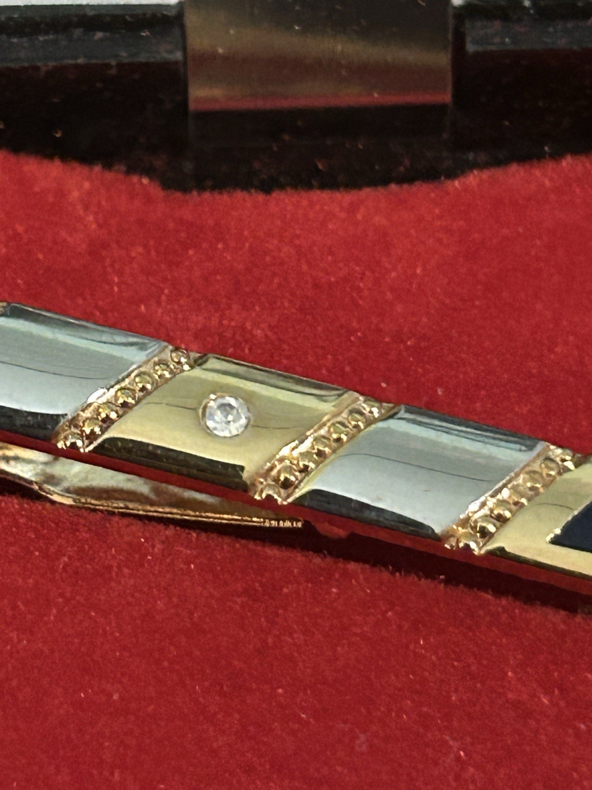 Vintage Two Tone Gold & Silver Color PARIS Tie Bar Clip With Chain
