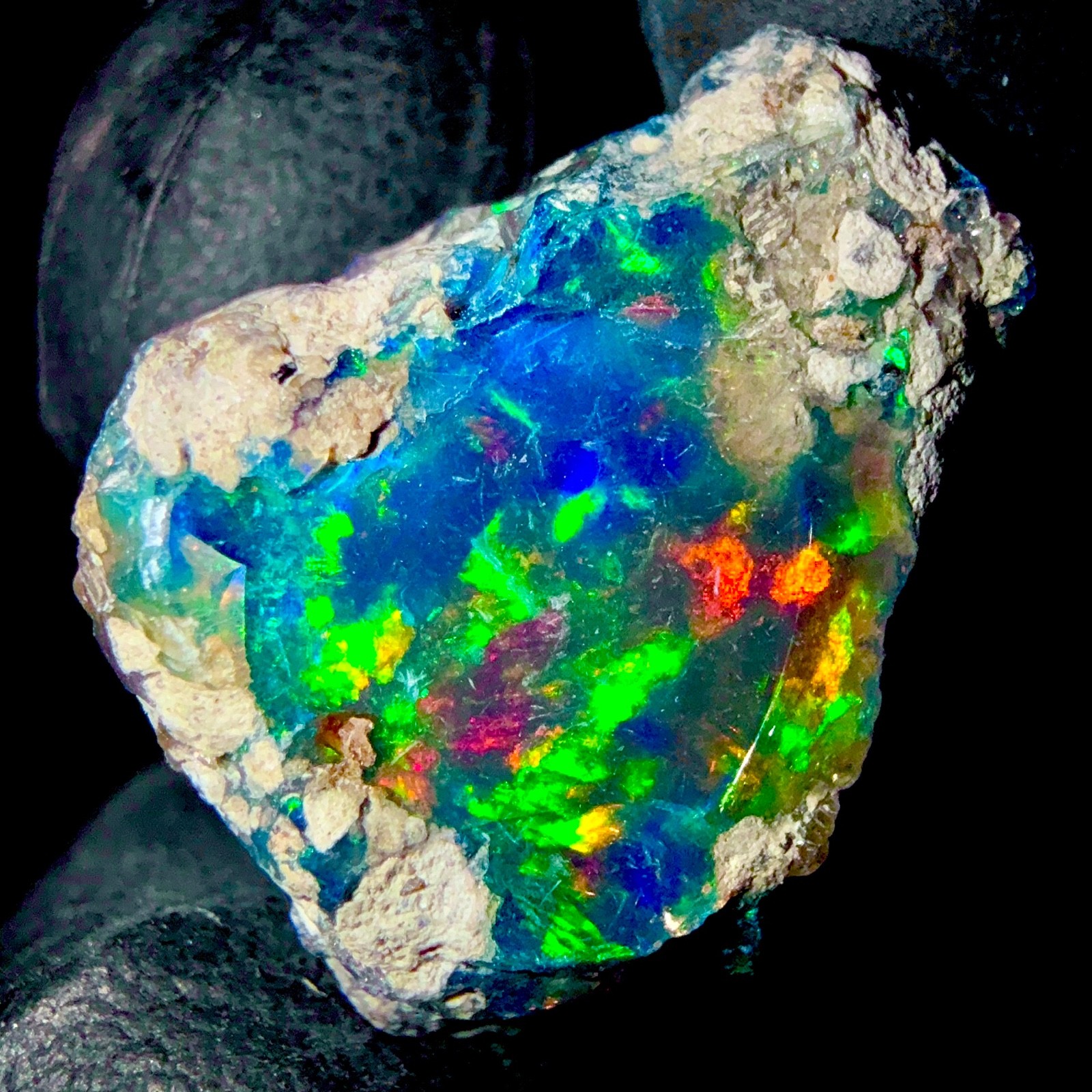10 Ct Opal Rough, Jewelry Grade Black Welo Ethiopian Opal Rough, Multi Fire Opal