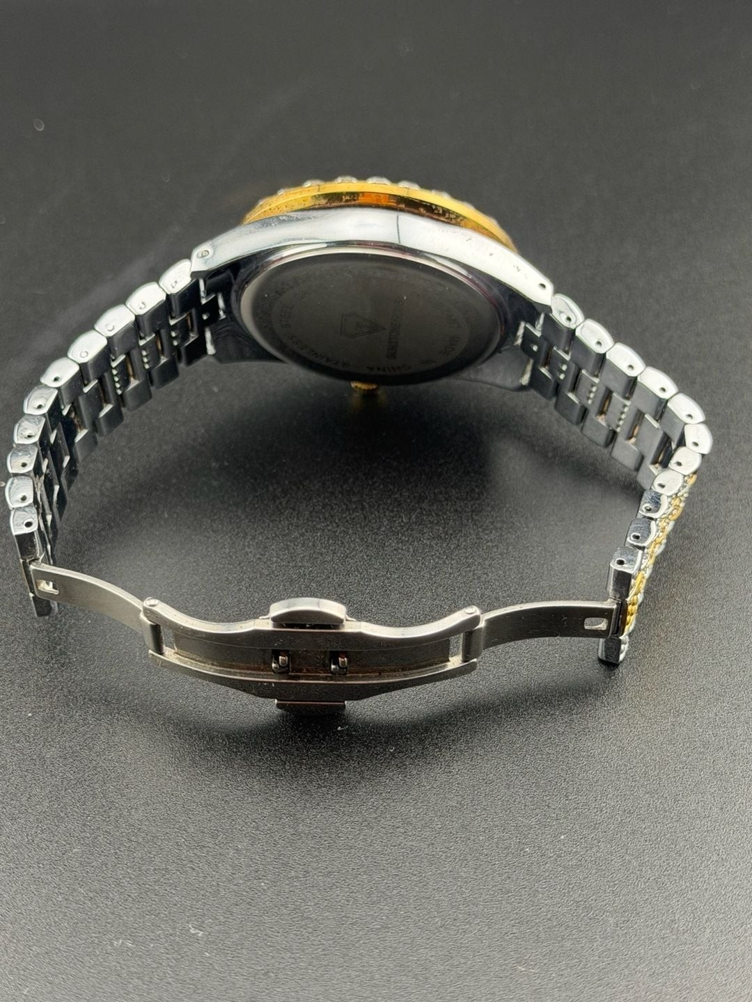 Gemstone Gods Iced-Out Two-Tone Roman Num. Crystal Bling Watch NEW BATTERY 42mm