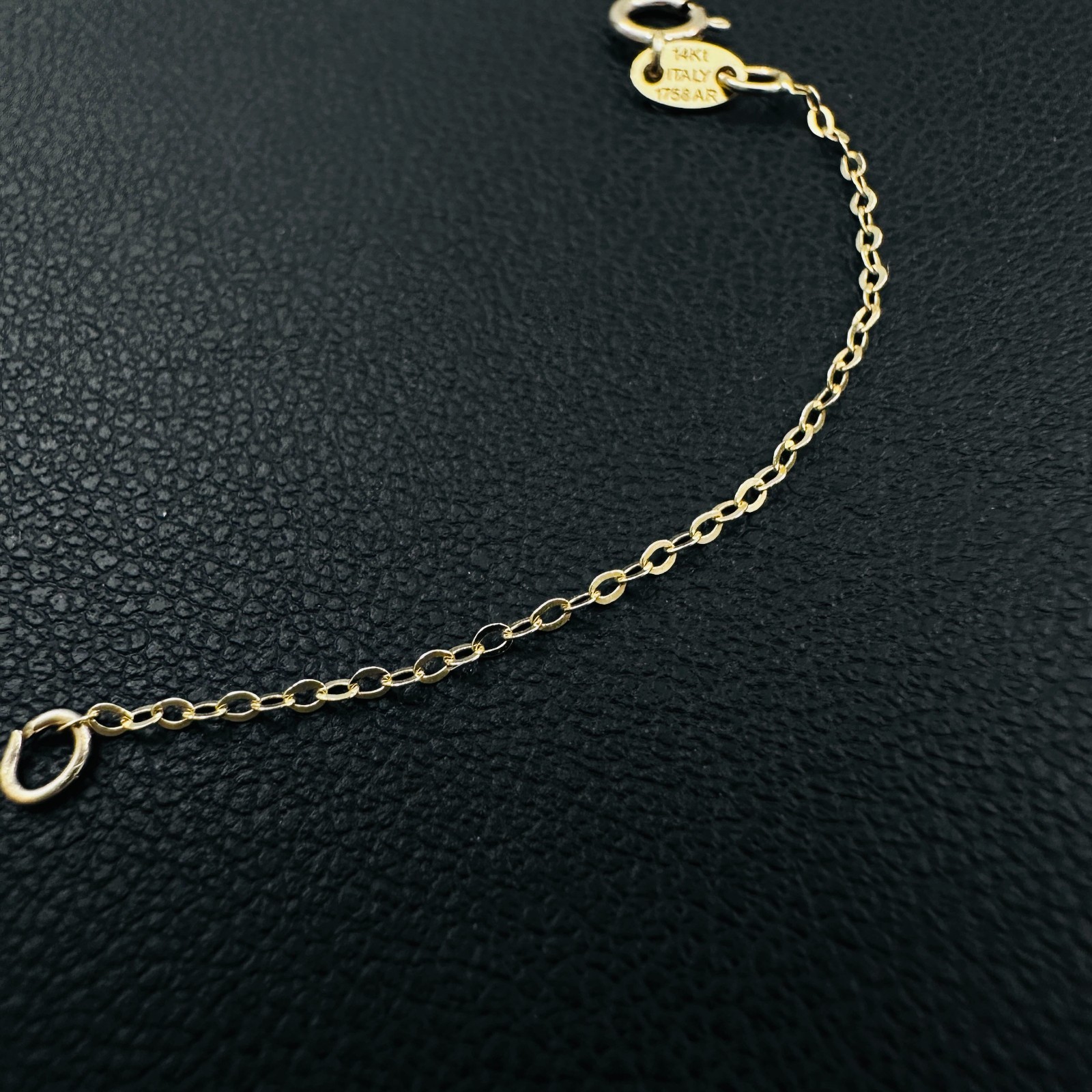 14K Solid Yellow Gold Thin Cable Link Safety Chain Extension Extender .9mm, 2.4″