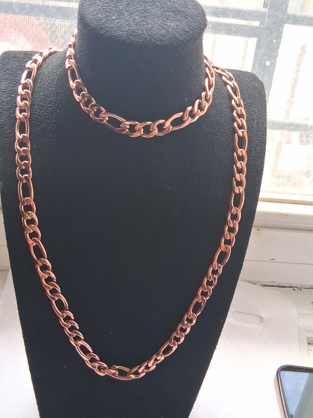 Curb Chain Choker Necklace 20-22 inches And Bracelet Set 7.50-9.0in) In lON